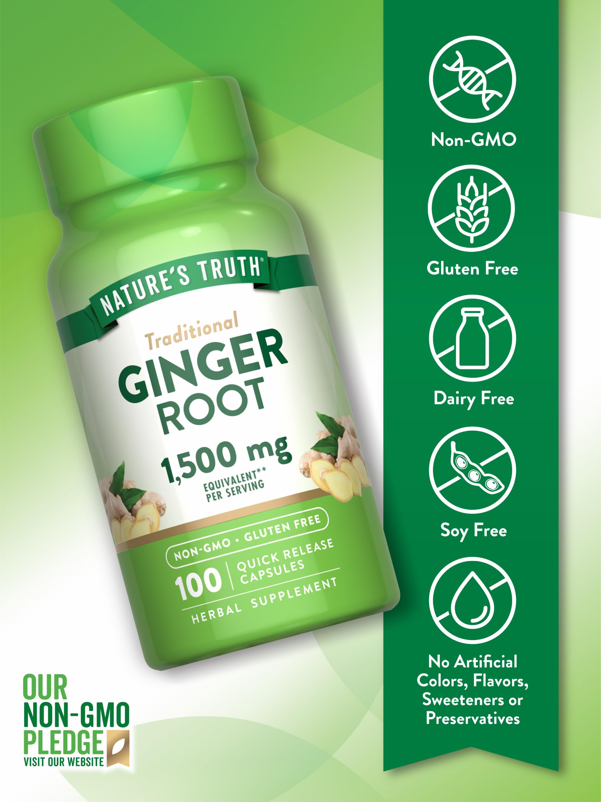 Foto 4 pulgar | Suplemento Nature's Truth, Cápsulas De Raíz De Jengibre, 1500 Mg, 100 Unidades - Venta Internacional.