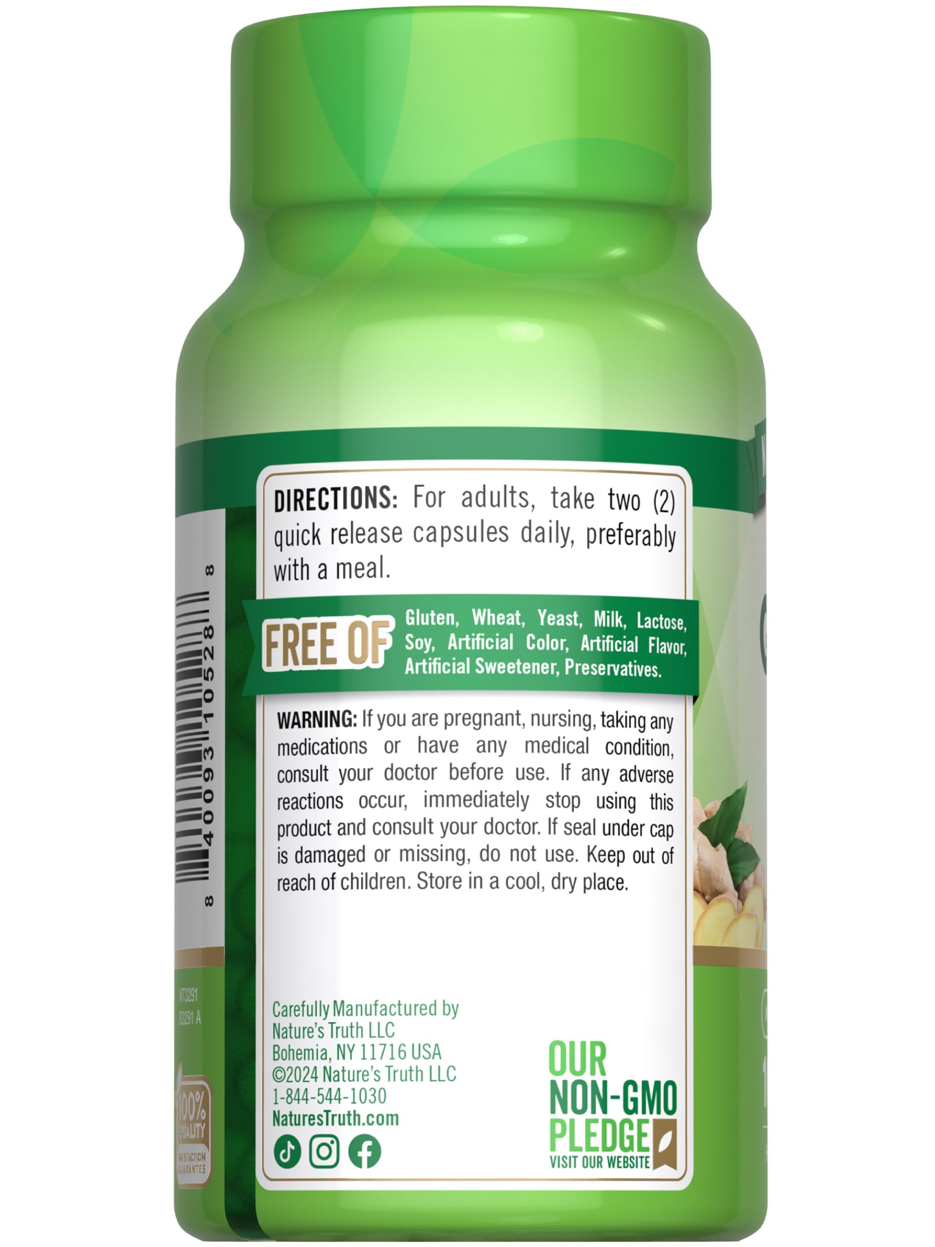 Foto 8 pulgar | Suplemento Nature's Truth, Cápsulas De Raíz De Jengibre, 1500 Mg, 100 Unidades - Venta Internacional.