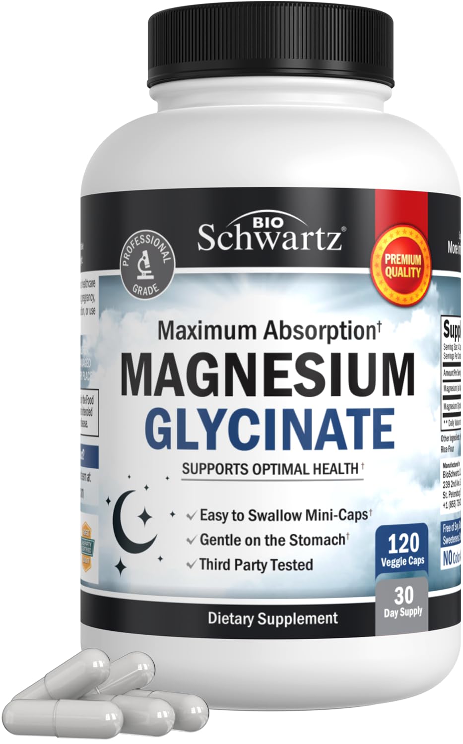 Foto 2 pulgar | Cápsulas De Glicinato De Magnesio 500 Mg (120 Minicápsulas) Bioschwartz - Venta Internacional.