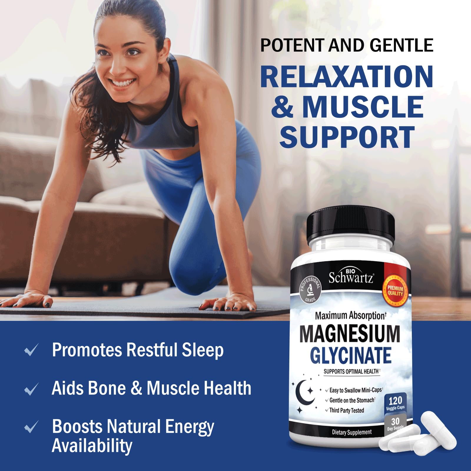 Foto 3 pulgar | Cápsulas De Glicinato De Magnesio 500 Mg (120 Minicápsulas) Bioschwartz - Venta Internacional.