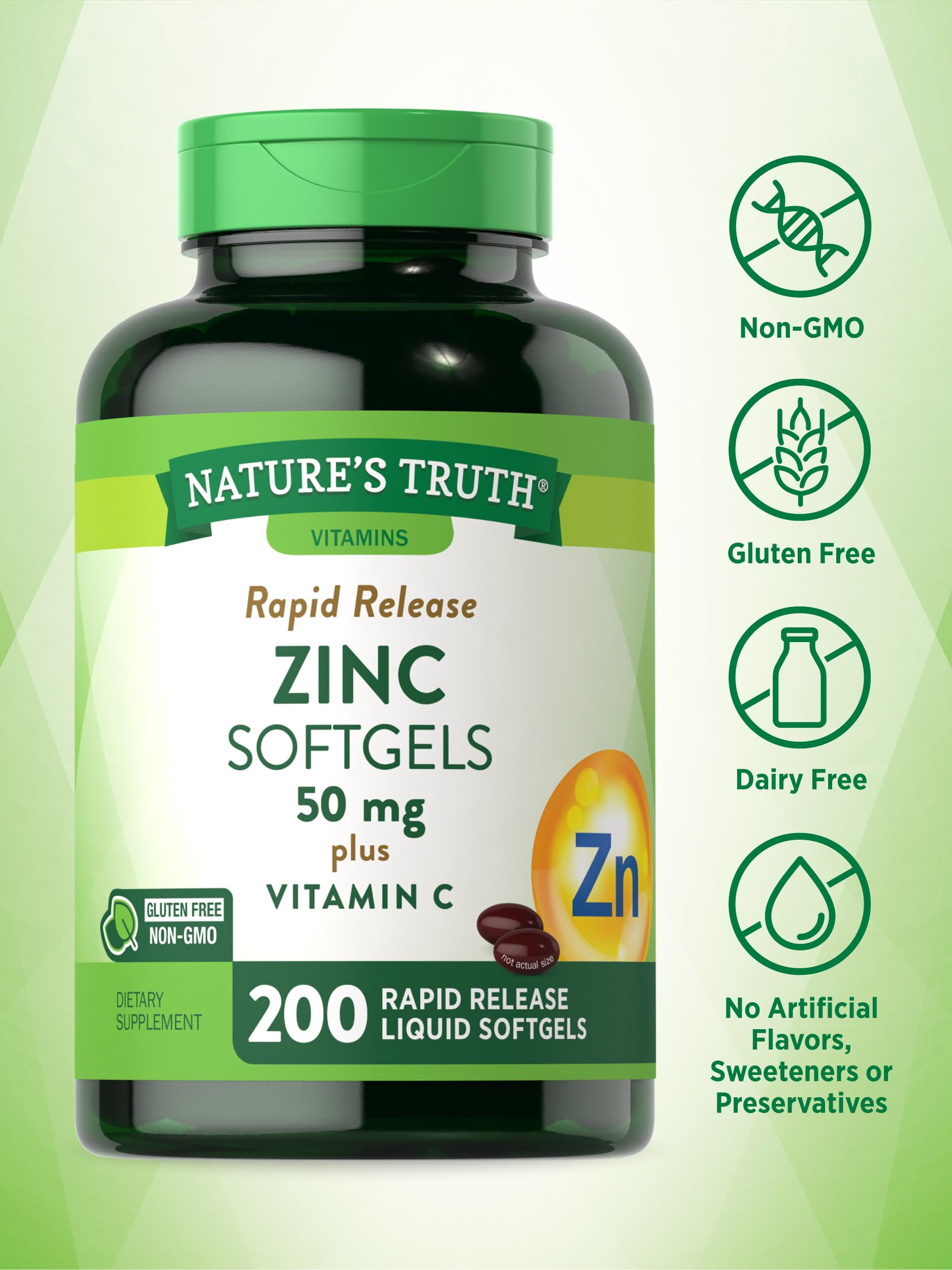 Foto 4 pulgar | Complemente Nature's Truth Zinc 50 Mg Con Vitamina C 200 Cápsulas Blandas - Venta Internacional.