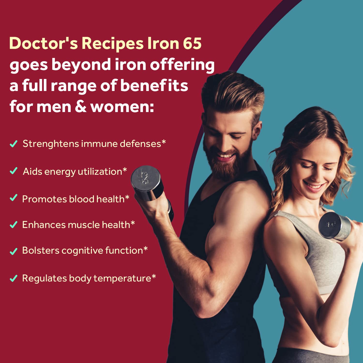 Foto 4 pulgar | Suplemento De Hierro Doctor's Recipes 65 Mg Con Vitamina C 60 Comprimidos - Venta Internacional.