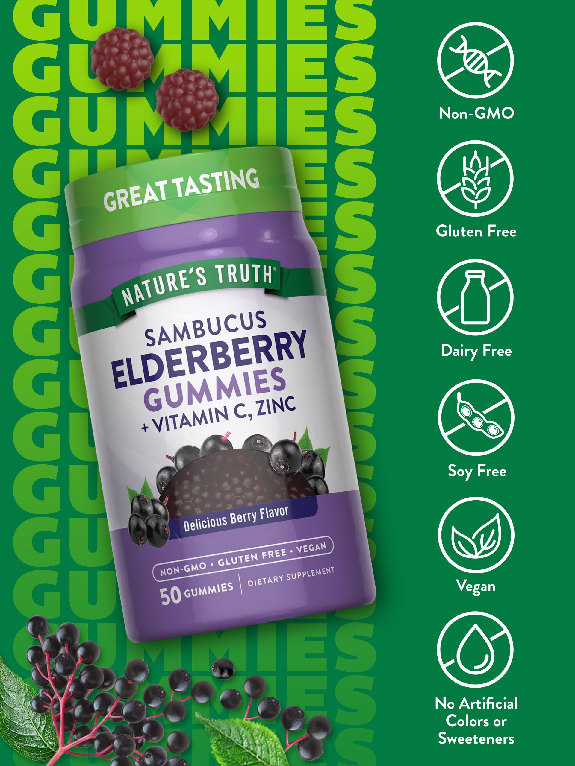 Foto 4 pulgar | Suplemento Nature's Truth, Gomitas De Saúco Negro, 50% Veganas - Venta Internacional.