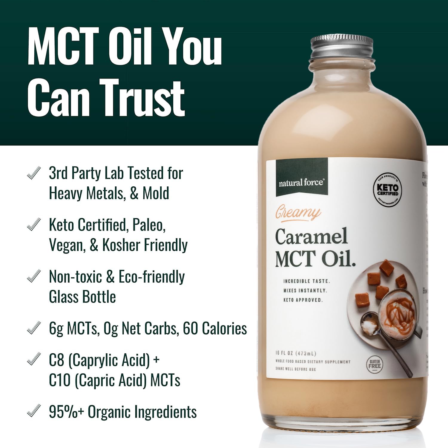 Foto 3 pulgar | Aceite Mct Natural Force Creamy Caramel, 473 Ml, Cetogénico, No Lácteo - Venta Internacional.