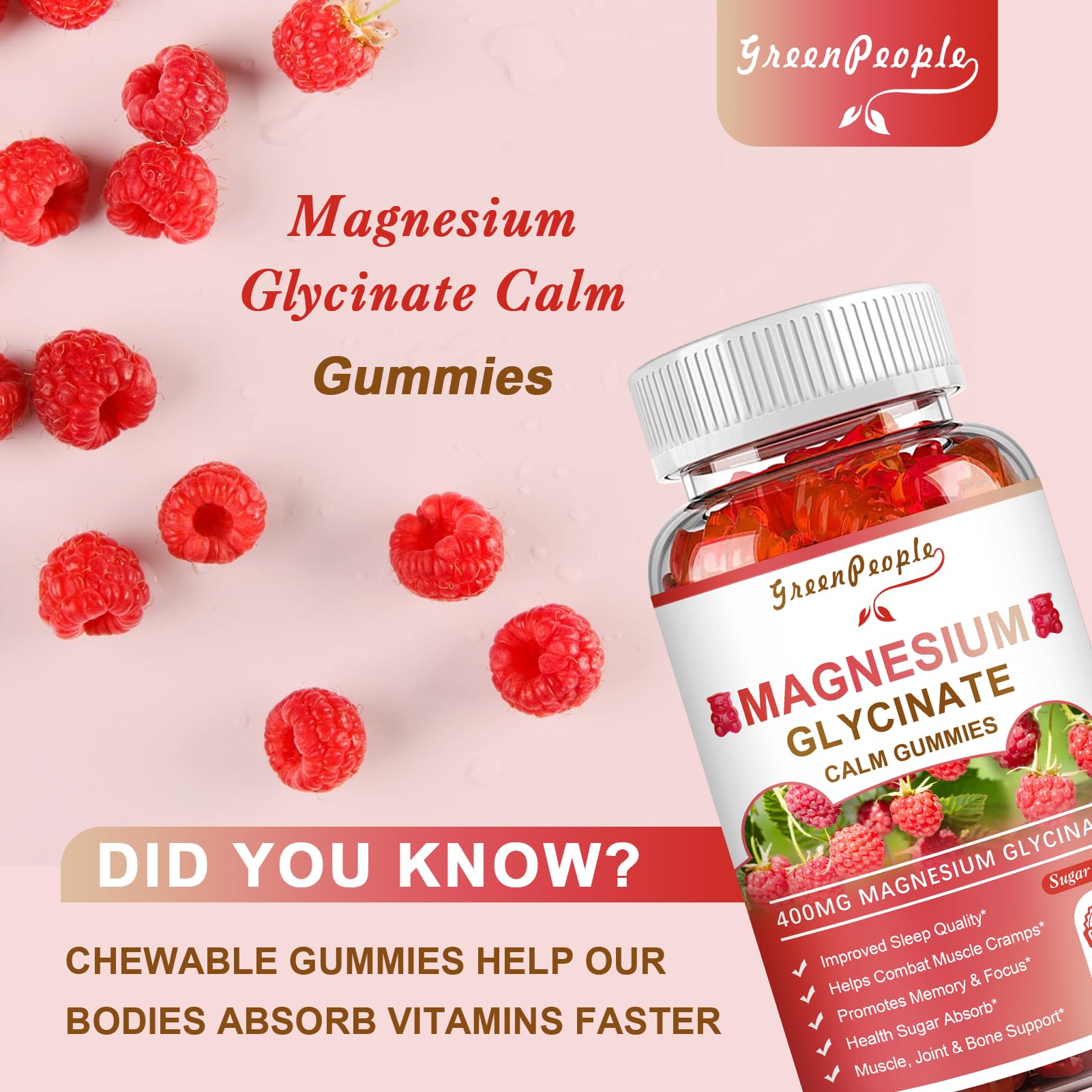 Foto 8 pulgar | Suplemento De Gomitas De Glicinato De Magnesio Greenpeople 400 Mg - Venta Internacional.