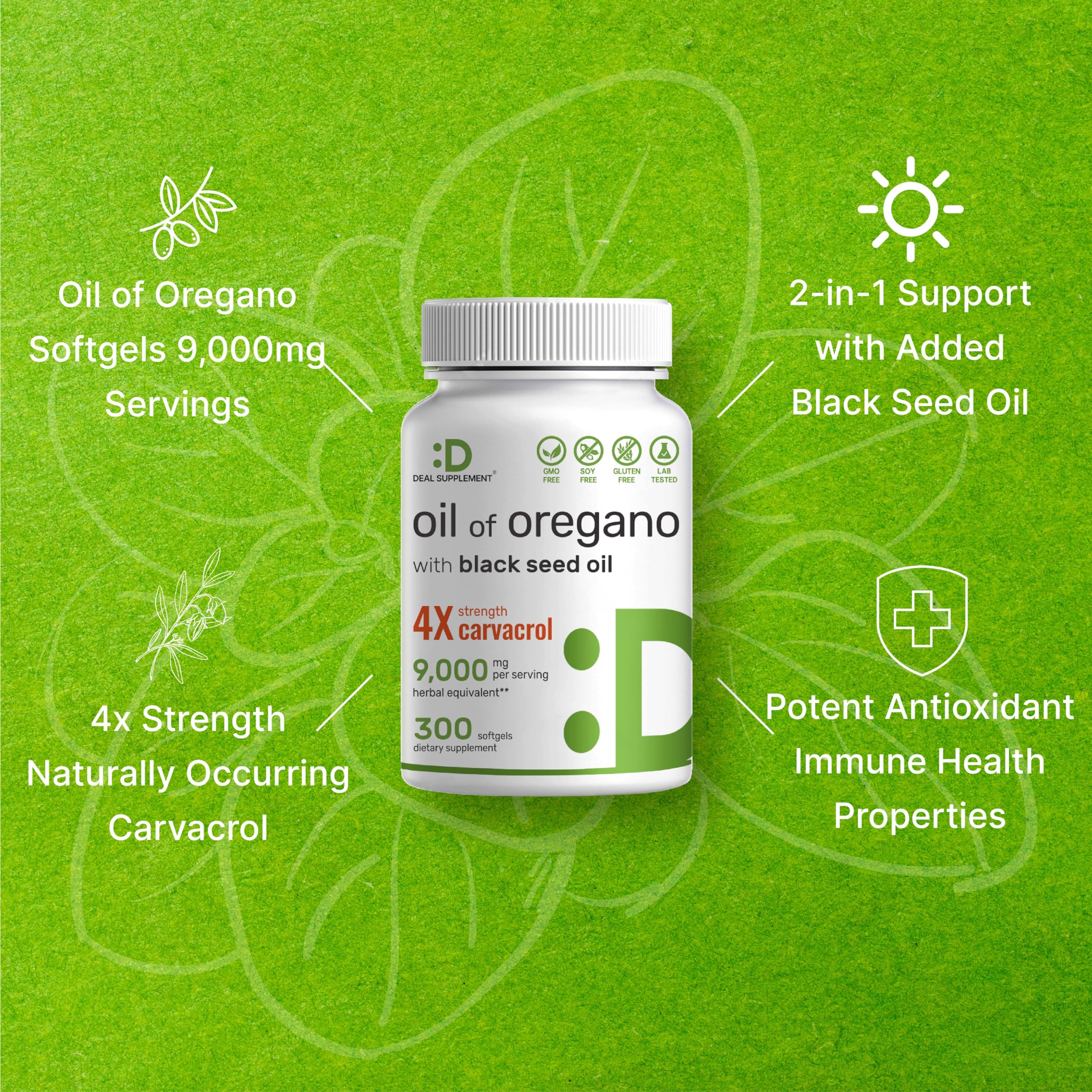 Foto 5 pulgar | Suplemento De Aceite De Orégano En Cápsulas Blandas Con Aceite De Semillas Negras, 300 Unidades - Venta Internacional.