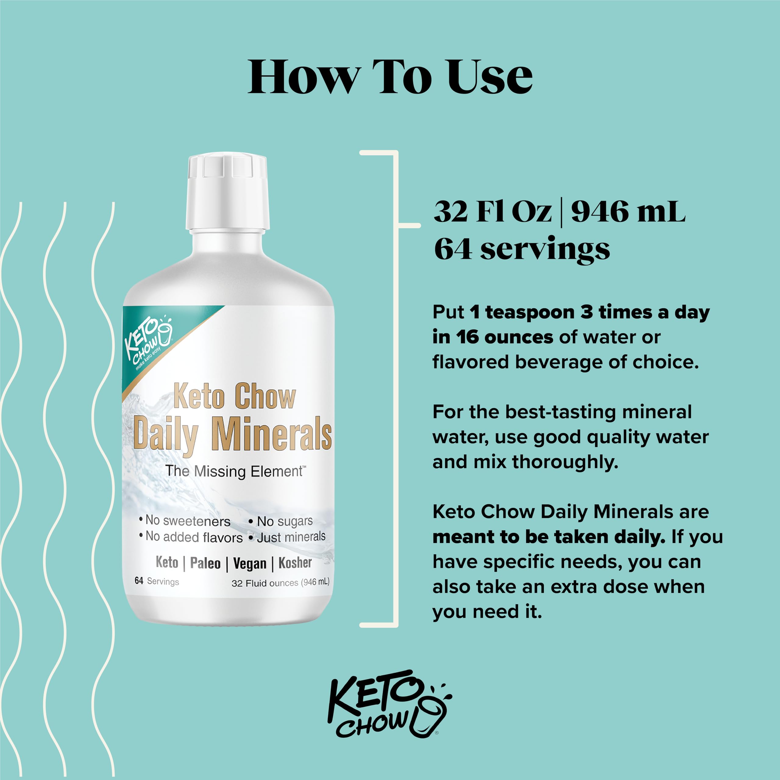 Foto 5 pulgar | Equilibrio Electrolítico Diario Mineral Drops Keto Chow 946 Ml - Venta Internacional.