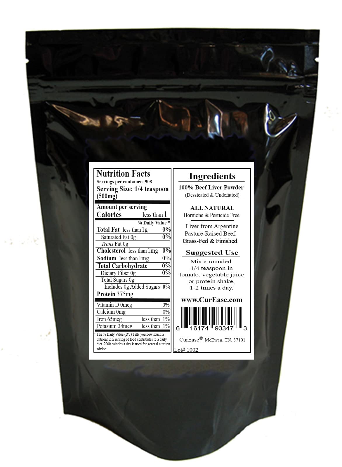 Foto 4 pulgar | Hígado De Res En Polvo Curease De Animales Alimentados Con Pasto Argentino 453 G - Venta Internacional.