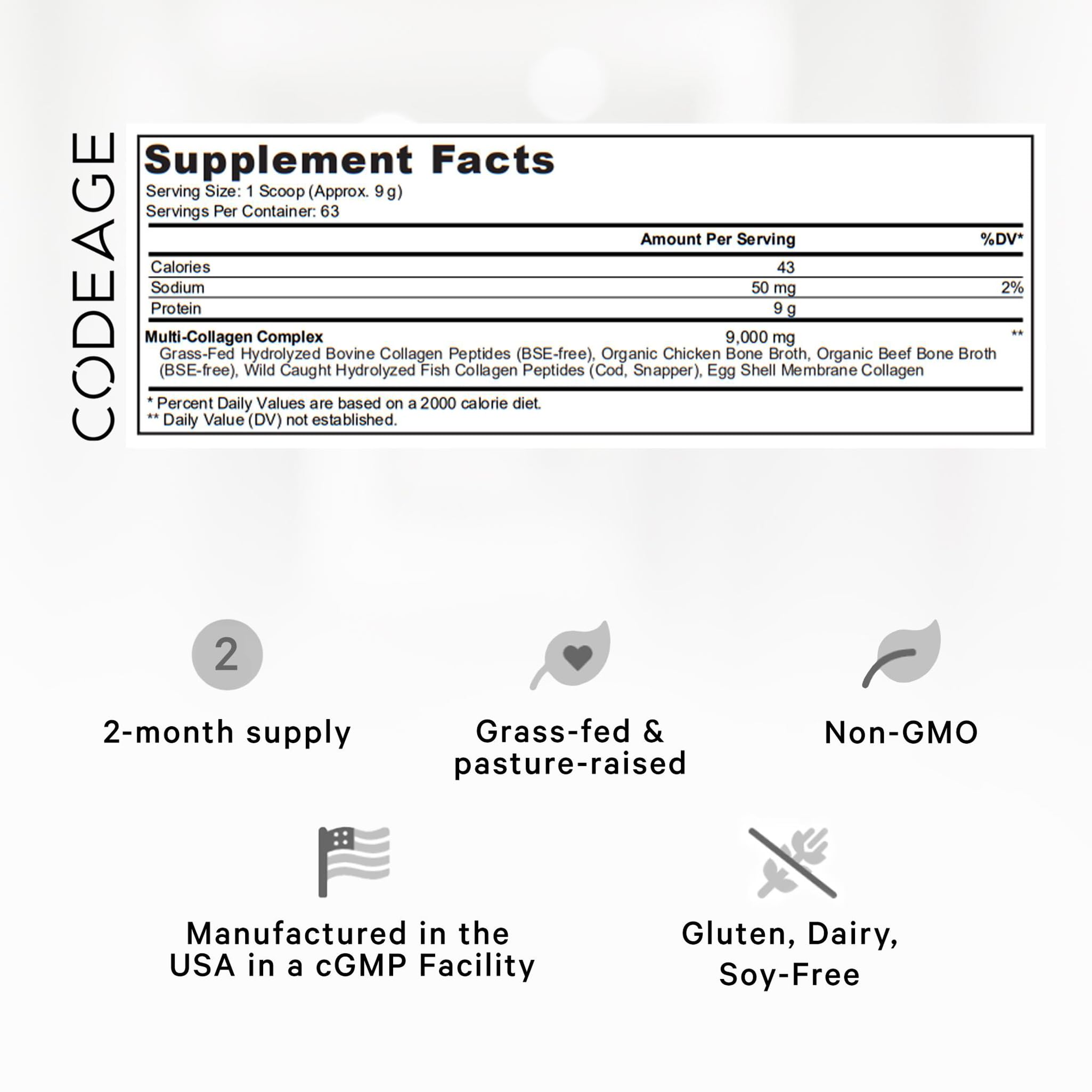 Foto 3 pulgar | Proteína De Colágeno En Polvo Codeage Multi, Suministro Para 2 Meses, 560 Ml - Venta Internacional.