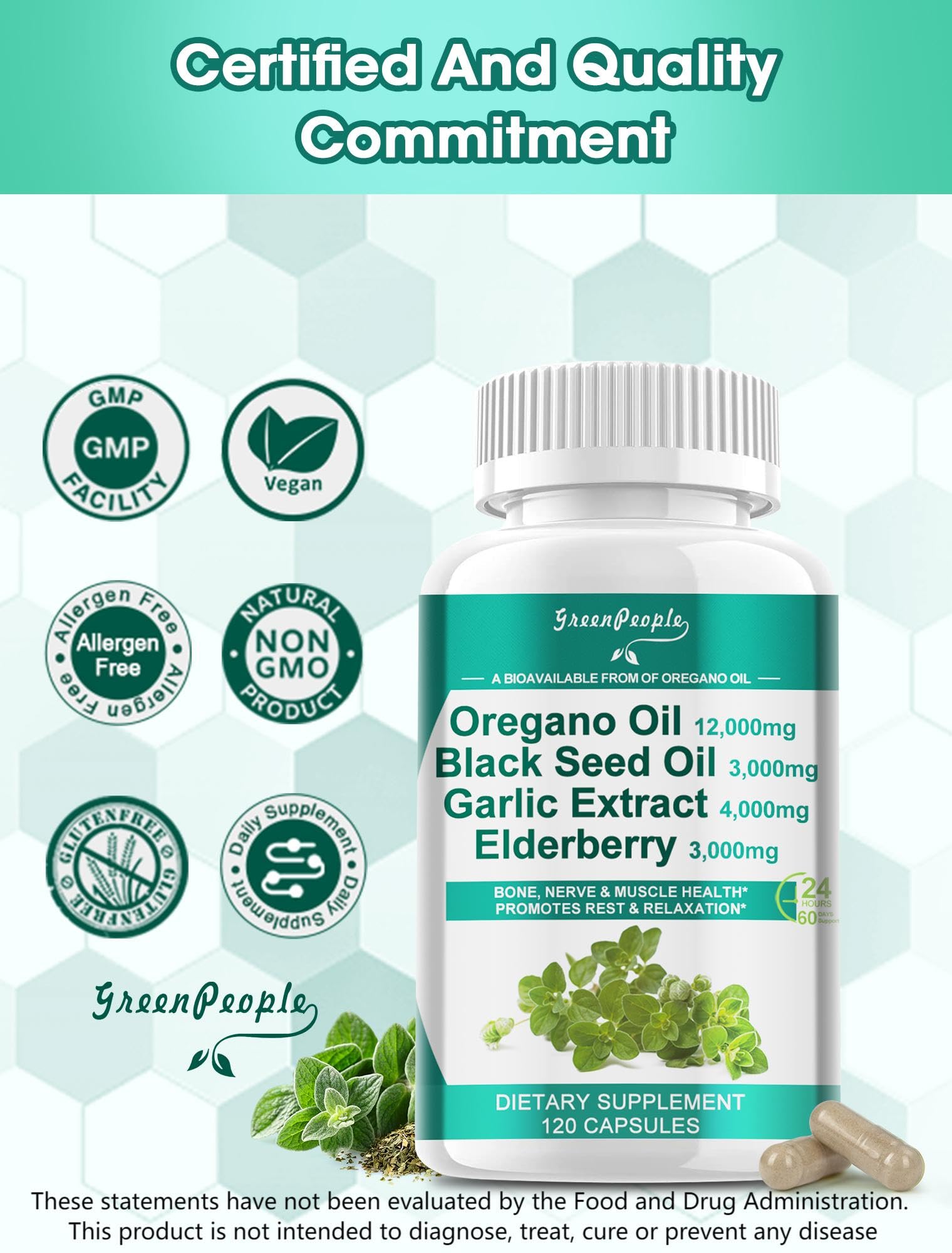 Foto 7 | Suplemento De Aceite De Orégano Greenpeople 120 Cápsulas - Venta Internacional.