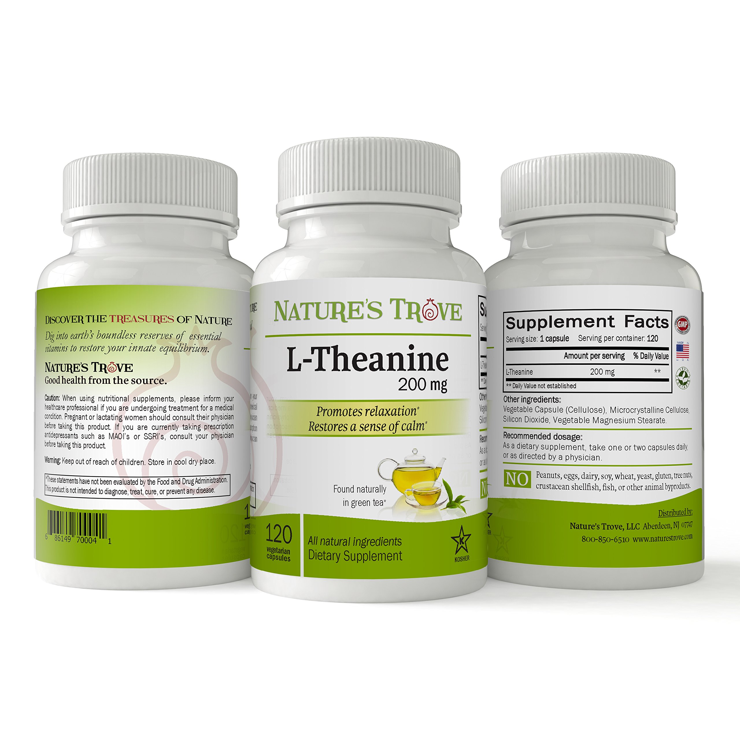 Foto 3 pulgar | Suplemento Nature's Trove L-teanina 200 Mg 120 Cápsulas - Venta Internacional.