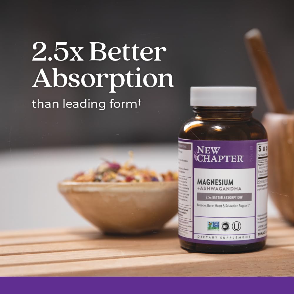 Foto 3 | Suplemento New Chapter Magnesio + Ashwagandha 325 Mg 60 Unidades - Venta Internacional.