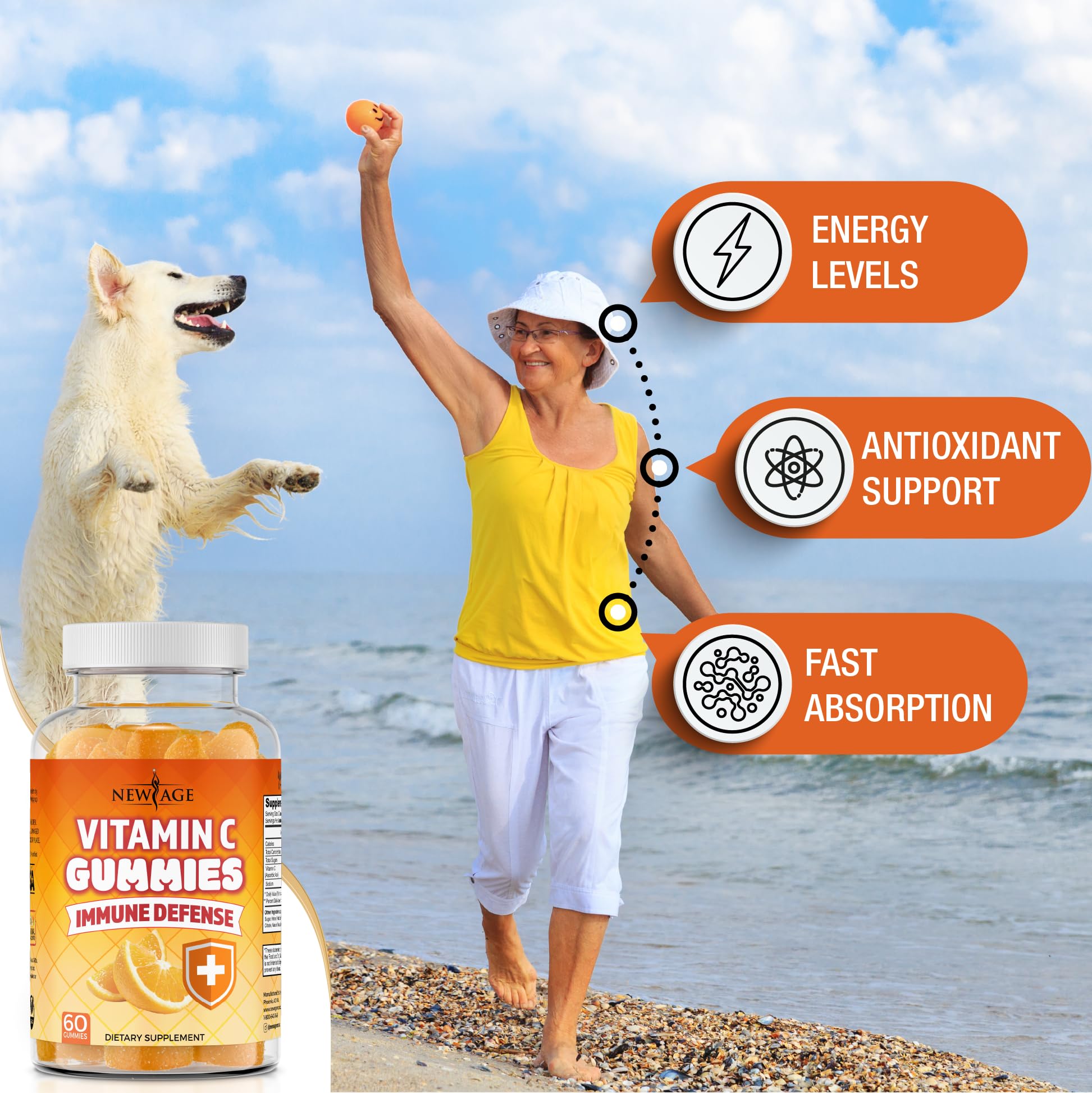 Foto 5 pulgar | Gomitas De Vitamina C New Age Naranja Vegetarianas 250 Mg (120) - Venta Internacional.