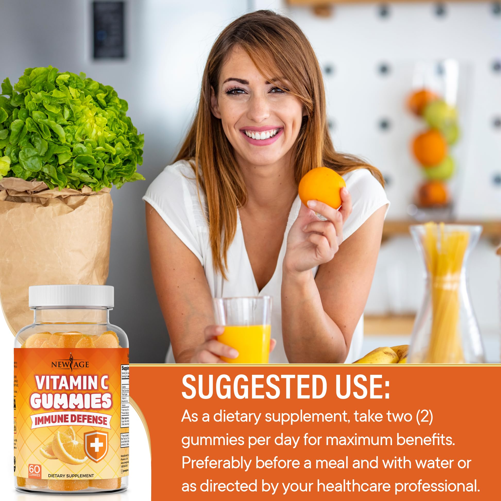 Foto 7 pulgar | Gomitas De Vitamina C New Age Naranja Vegetarianas 250 Mg (120) - Venta Internacional.