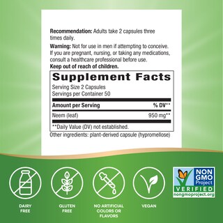 Foto 5 | Suplemento Nature's Way Herbal Neem Leaf 100 Cápsulas - Venta Internacional.