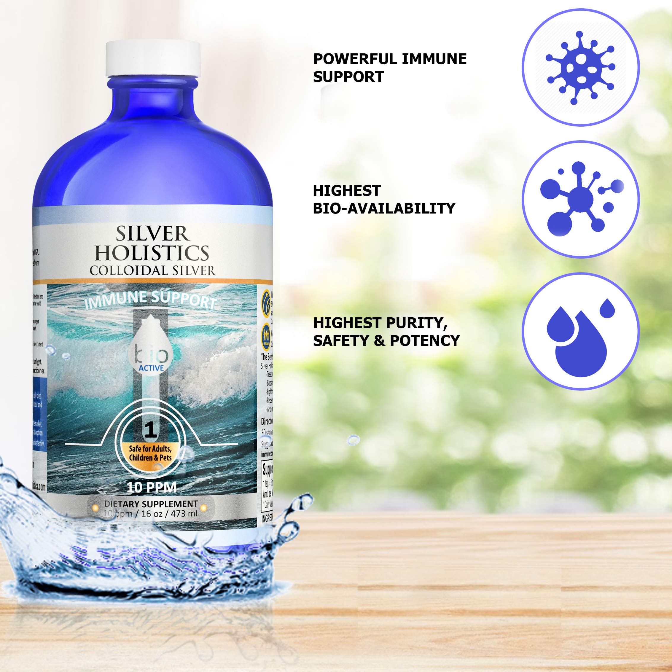 Foto 4 pulgar | Botella De Vidrio Coloidal Liquid Silver Holistics De 473 Ml - Venta Internacional.