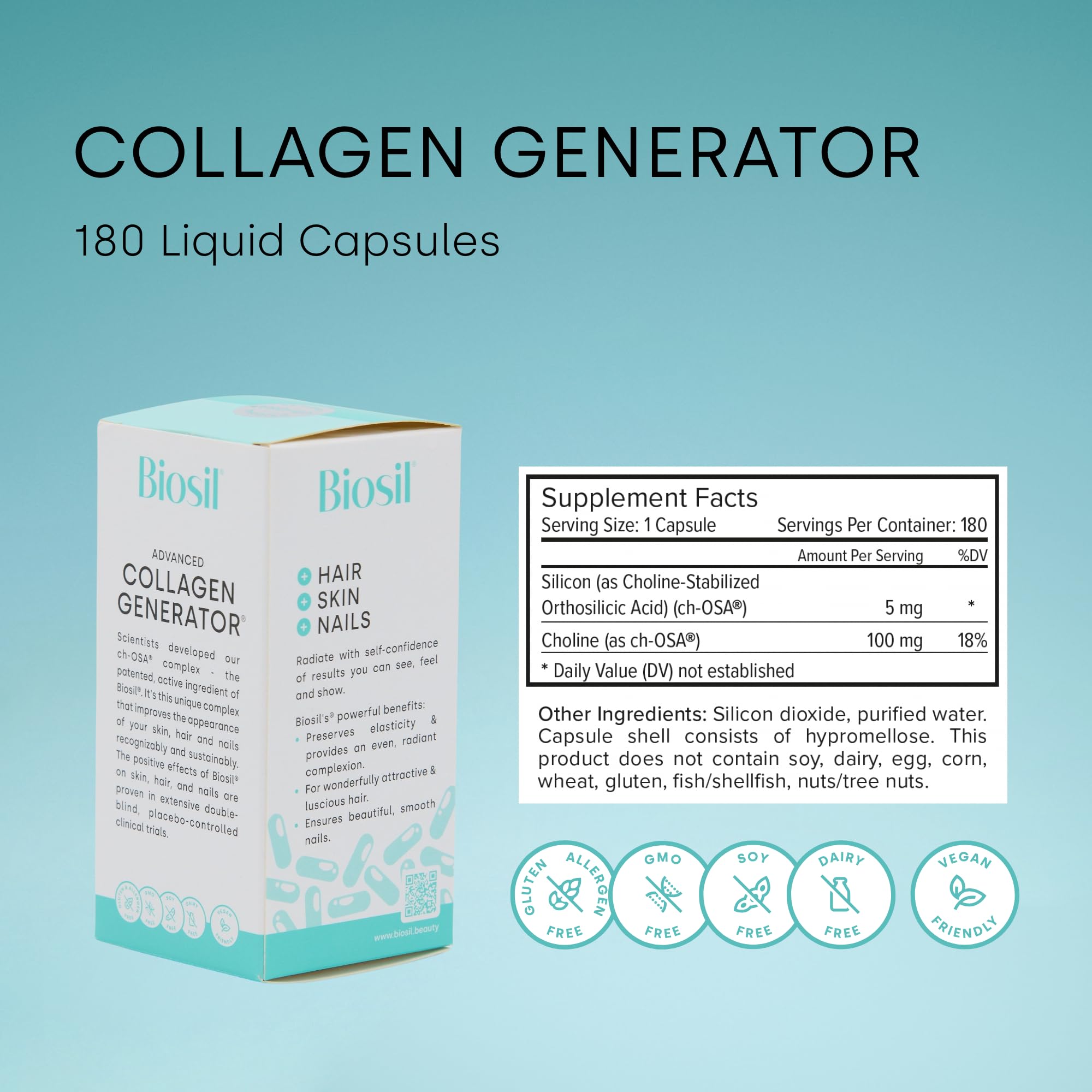 Foto 3 pulgar | Suplemento Biosil Collagen Generator 180 Cápsulas Líquidas - Venta Internacional.