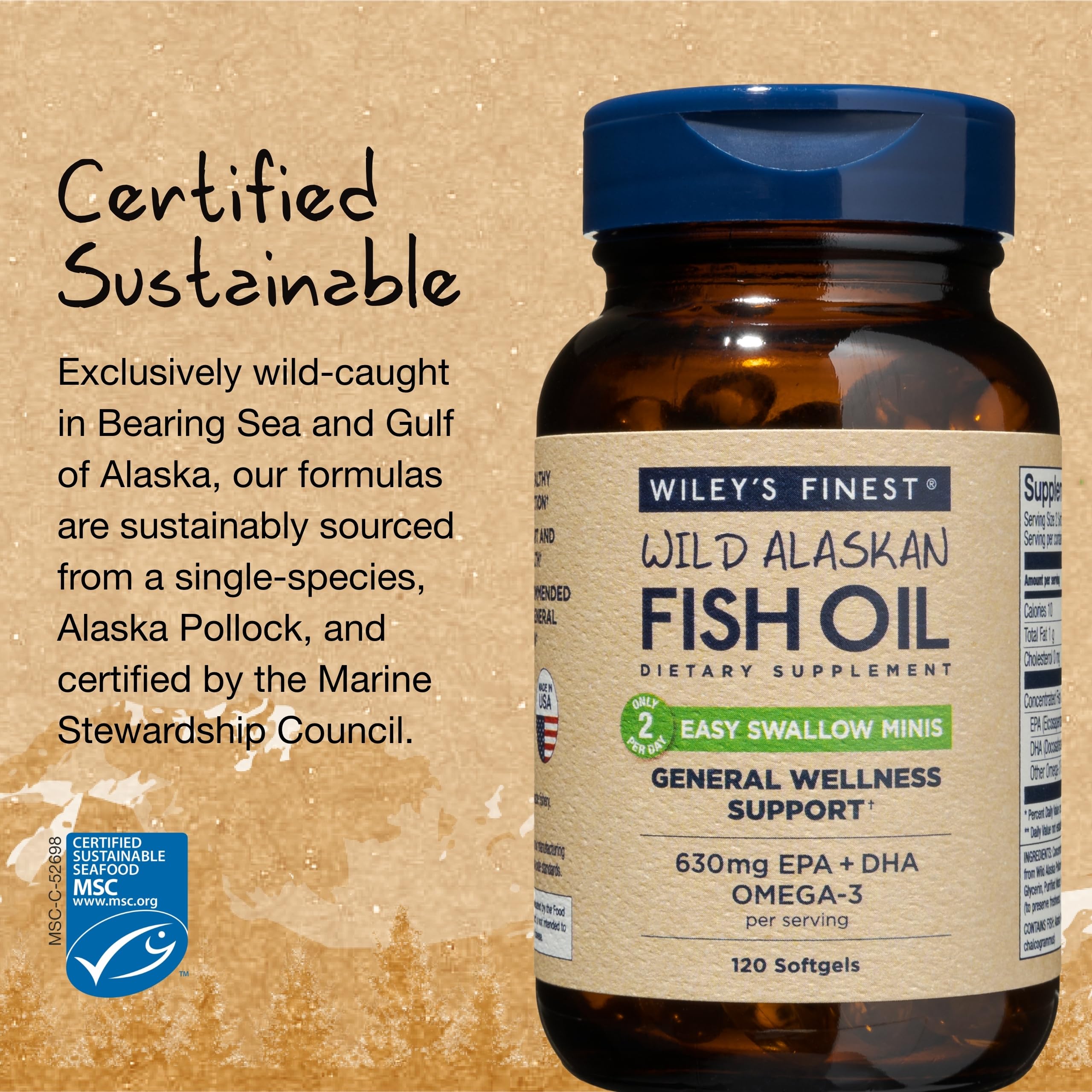 Foto 5 pulgar | Suplemento De Aceite De Pescado Salvaje De Alaska Wiley's Finest 630 Mg - Venta Internacional.