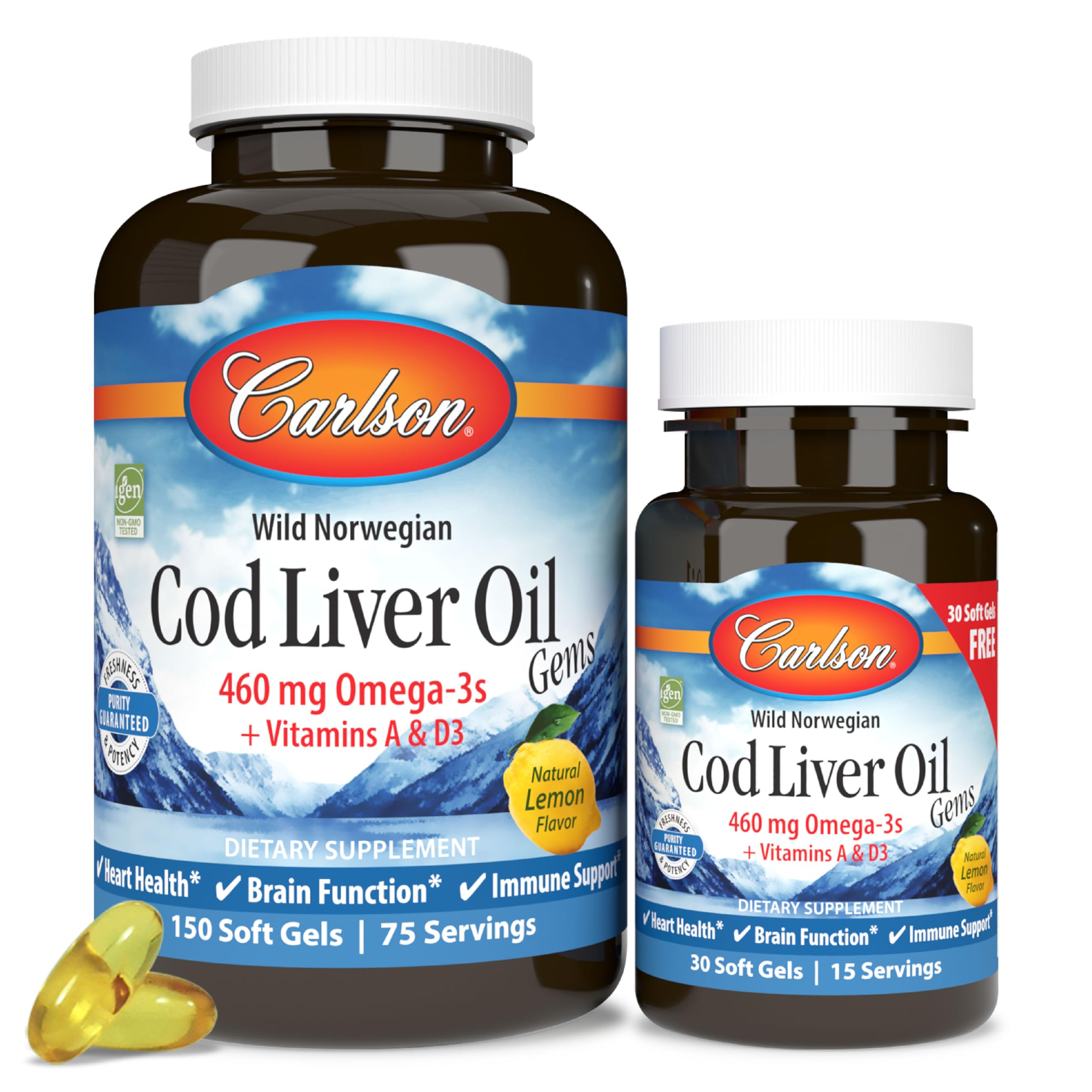 Foto 2 pulgar | Suplemento Carlson Bod Liver Oil Gems 150 + 30 Cápsulas Blandas - Venta Internacional.