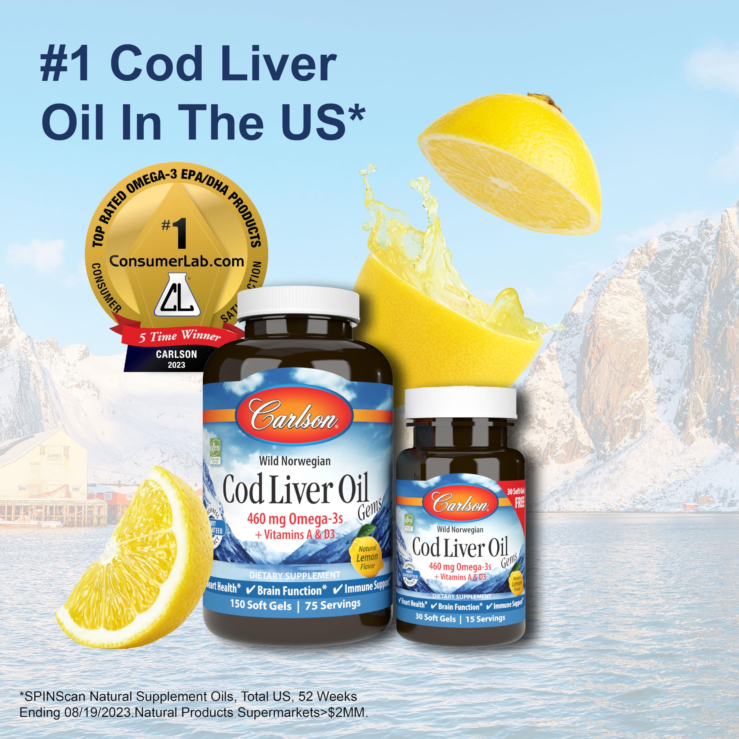 Foto 4 pulgar | Suplemento Carlson Bod Liver Oil Gems 150 + 30 Cápsulas Blandas - Venta Internacional.