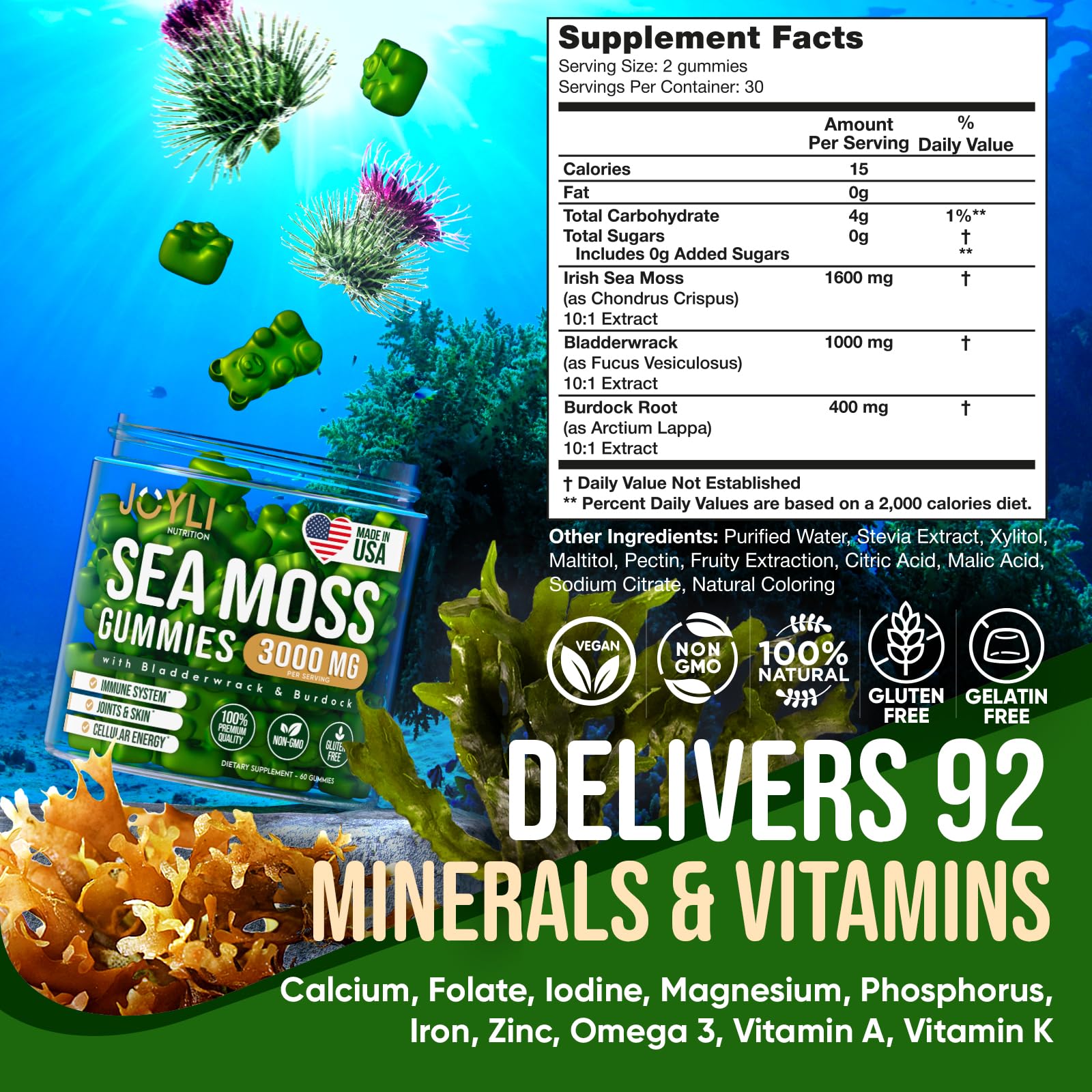 Foto 4 pulgar | Gomitas De Musgo Marino Supplement Joyli Nutrition, 60 Ositos Veganos - Venta Internacional.