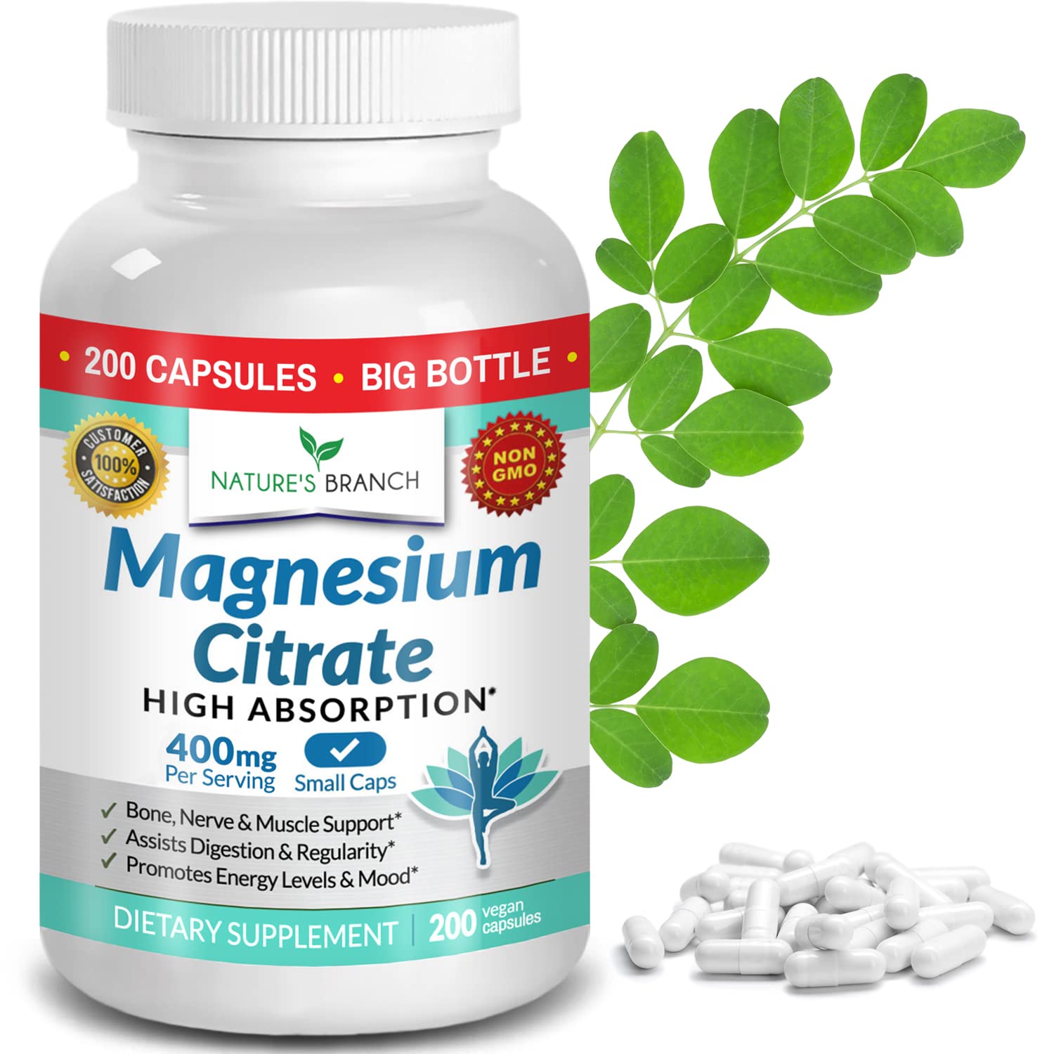 Foto 2 pulgar | Citrato De Magnesio 400 Mg 200 Cápsulas De Alta Potencia - Venta Internacional.
