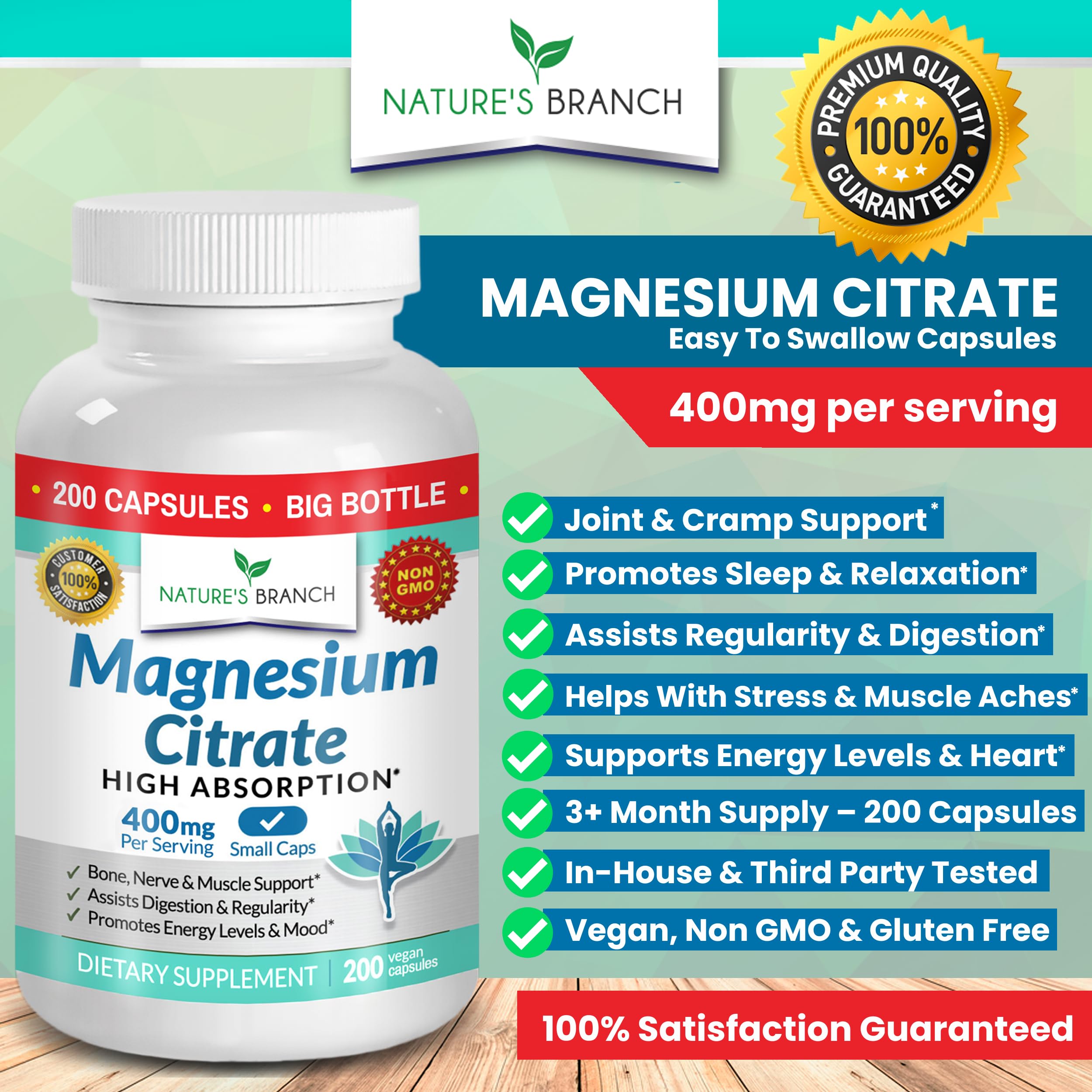 Foto 4 pulgar | Citrato De Magnesio 400 Mg 200 Cápsulas De Alta Potencia - Venta Internacional.