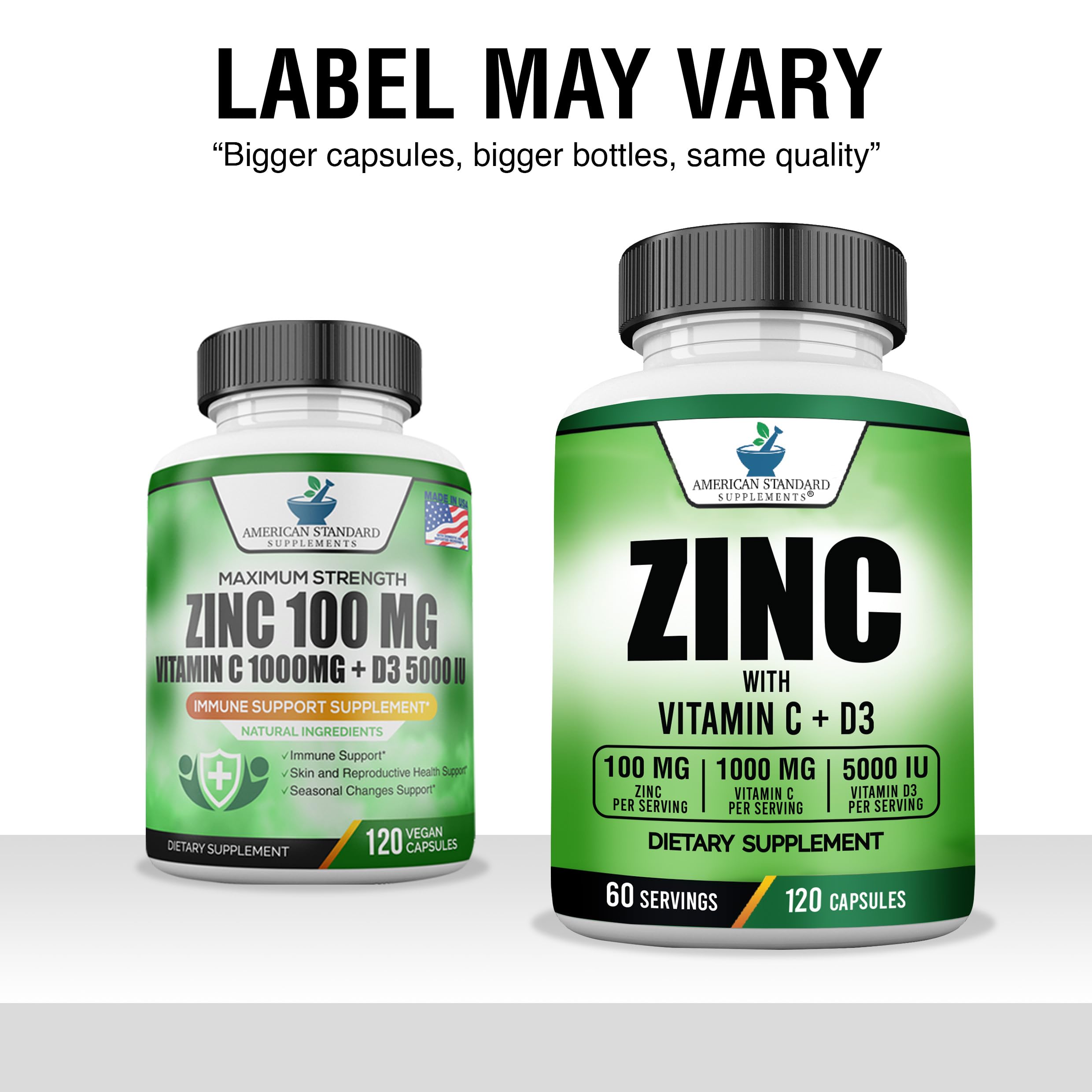 Foto 2 | Suplementos American Standard Zinc 100 Mg, Vitamina C 1000 Mg - Venta Internacional.