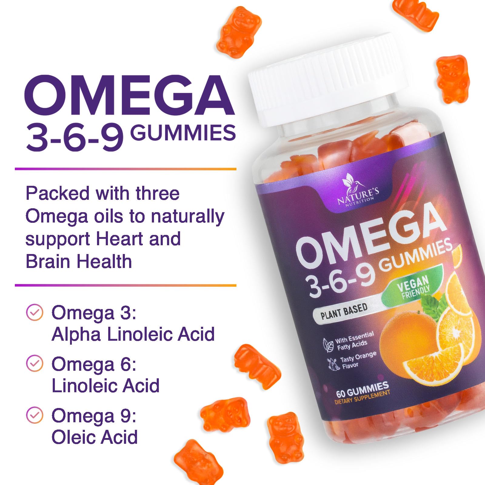 Foto 4 pulgar | Suplemento Nature's Nutrition Omega 3 6 9 Gomitas Veganas 60 - Venta Internacional.