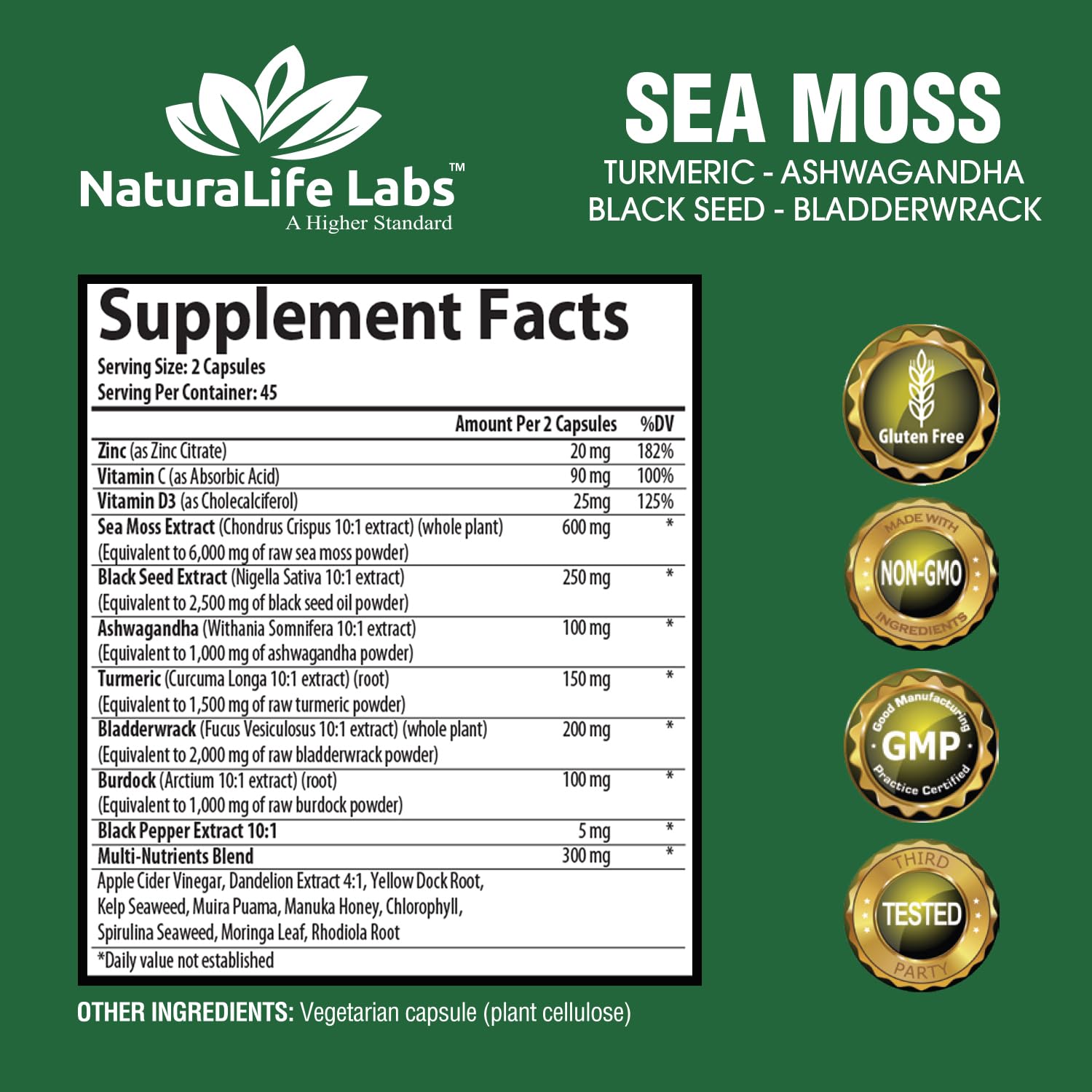 Foto 3 pulgar | Suplemento Naturalife Labs Sea Moss 6000 Mg De Aceite De Semilla Negra 2500 Mg - Venta Internacional.