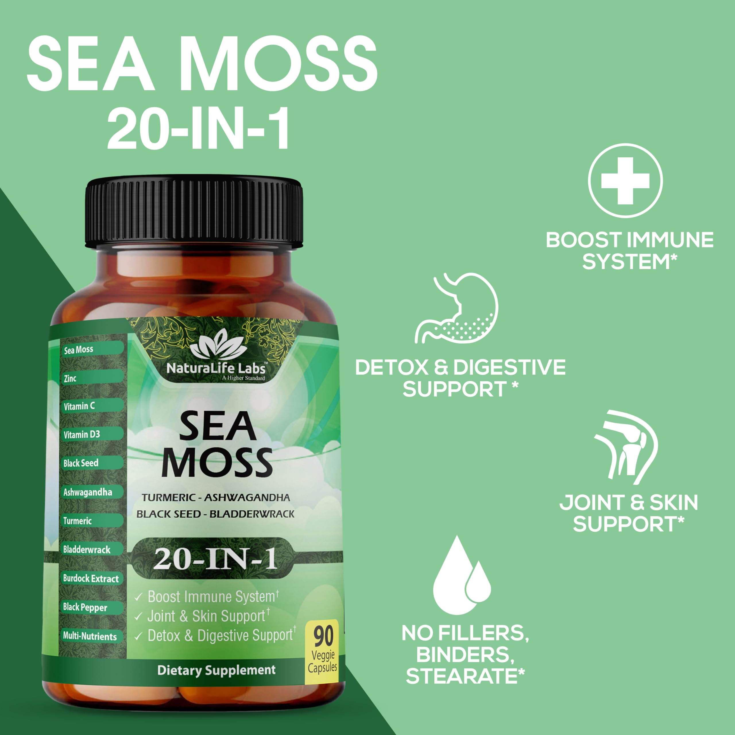 Foto 5 pulgar | Suplemento Naturalife Labs Sea Moss 6000 Mg De Aceite De Semilla Negra 2500 Mg - Venta Internacional.