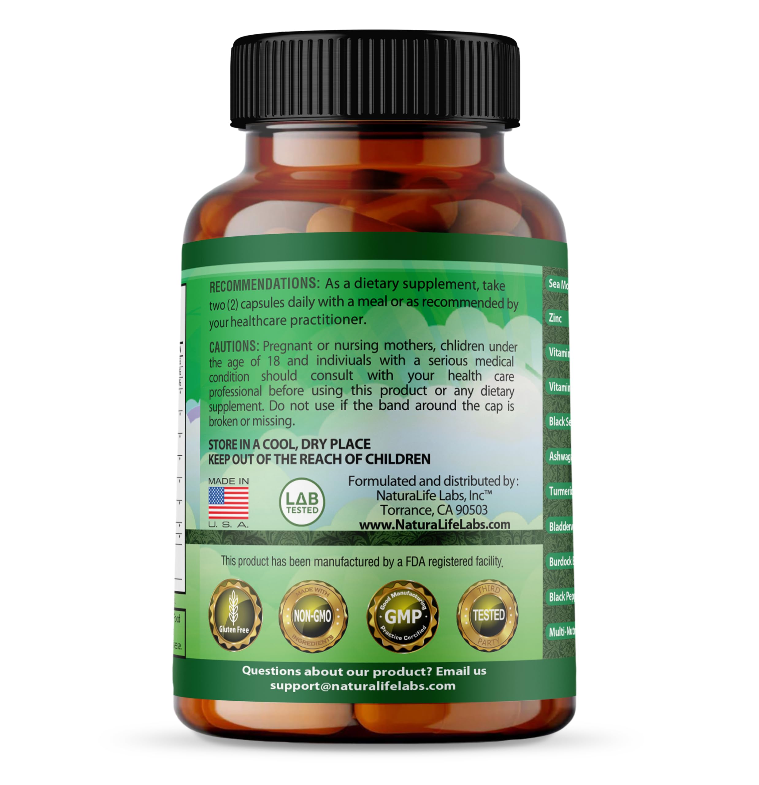 Foto 7 pulgar | Suplemento Naturalife Labs Sea Moss 6000 Mg De Aceite De Semilla Negra 2500 Mg - Venta Internacional.