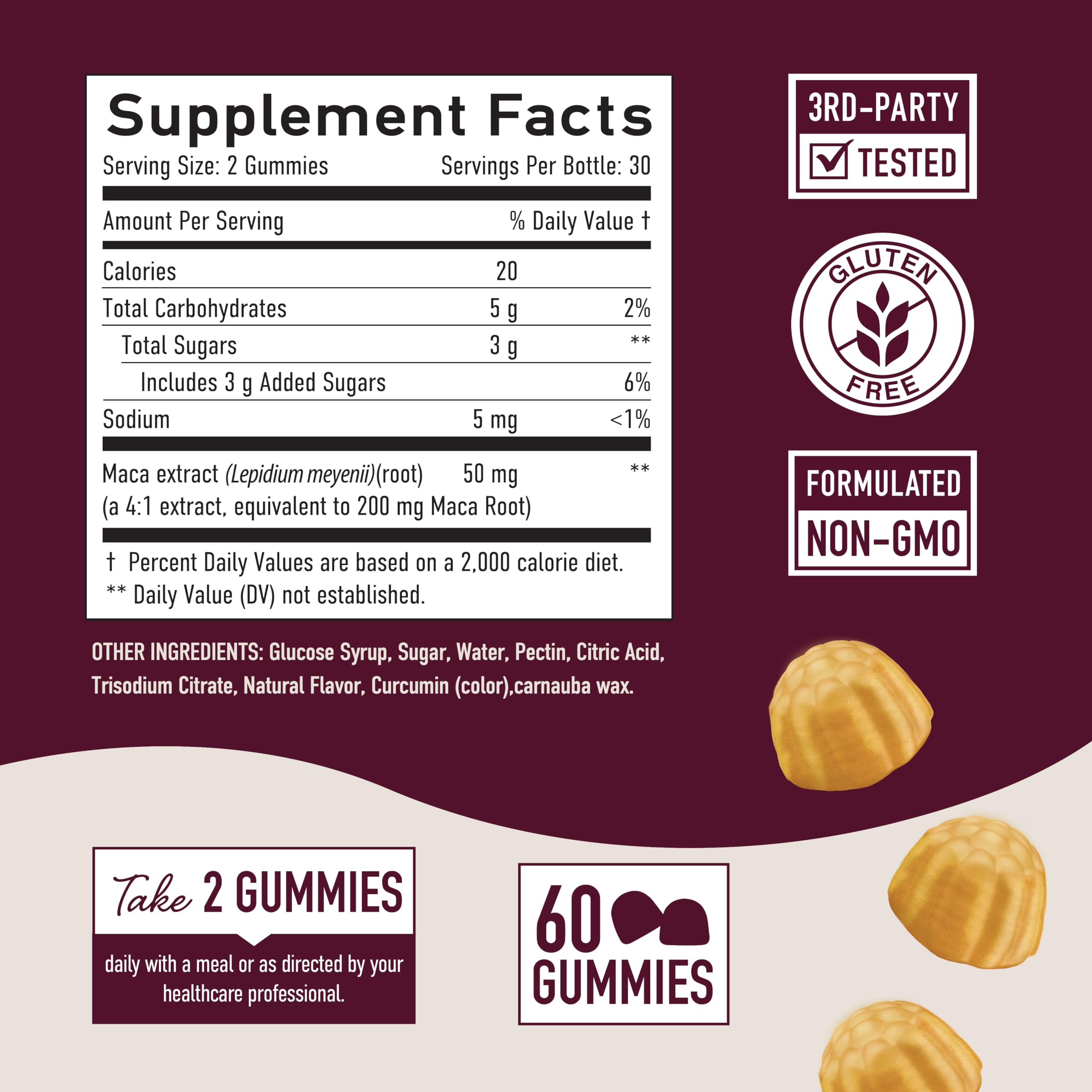 Foto 7 pulgar | Suplemento Smnutrition: Gomitas De Raíz De Maca, 200 Mg, 60 Gomitas - Venta Internacional.