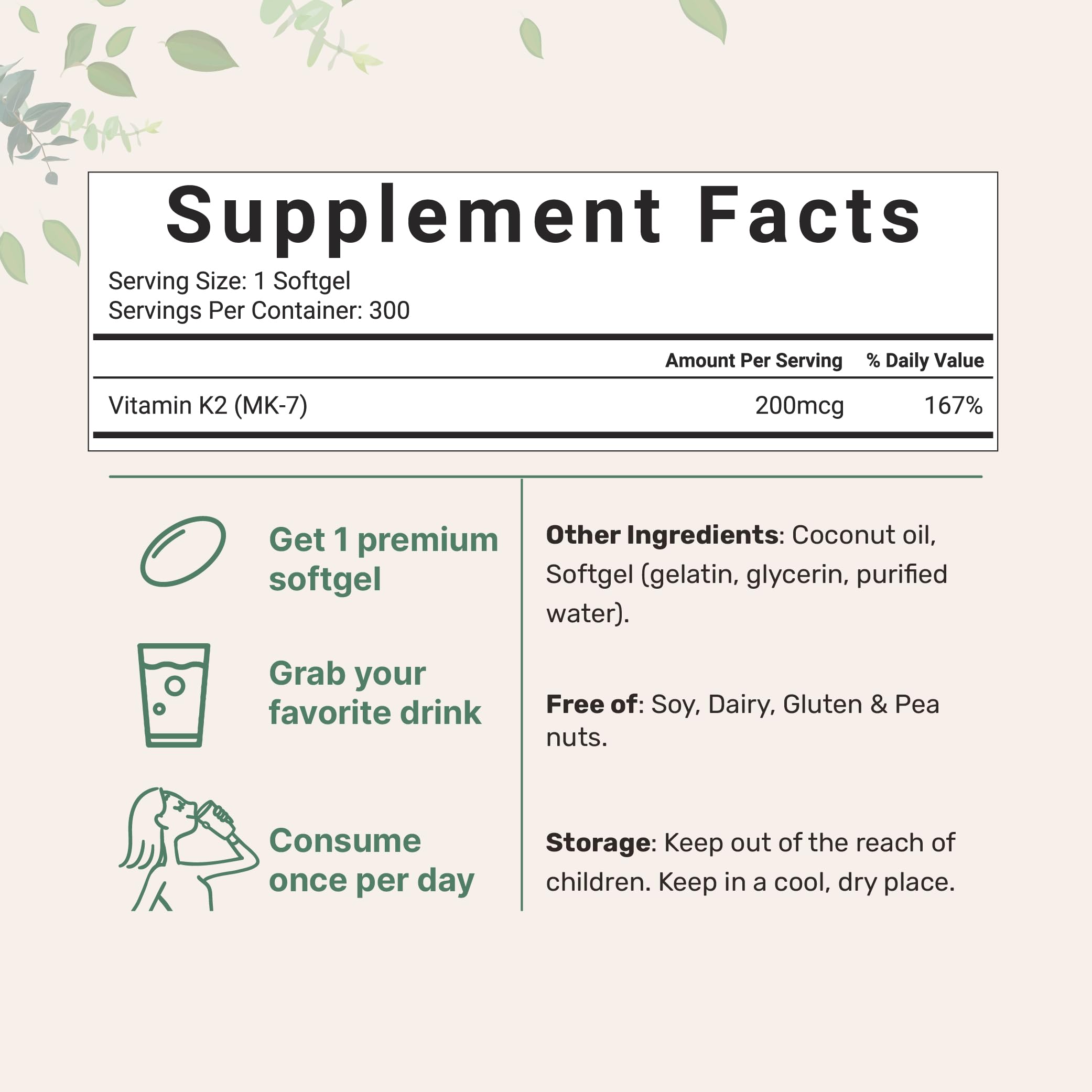 Foto 3 pulgar | Suplemento De Microingredientes, Vitamina K2 Mk-7, 200 Mcg - Venta Internacional.