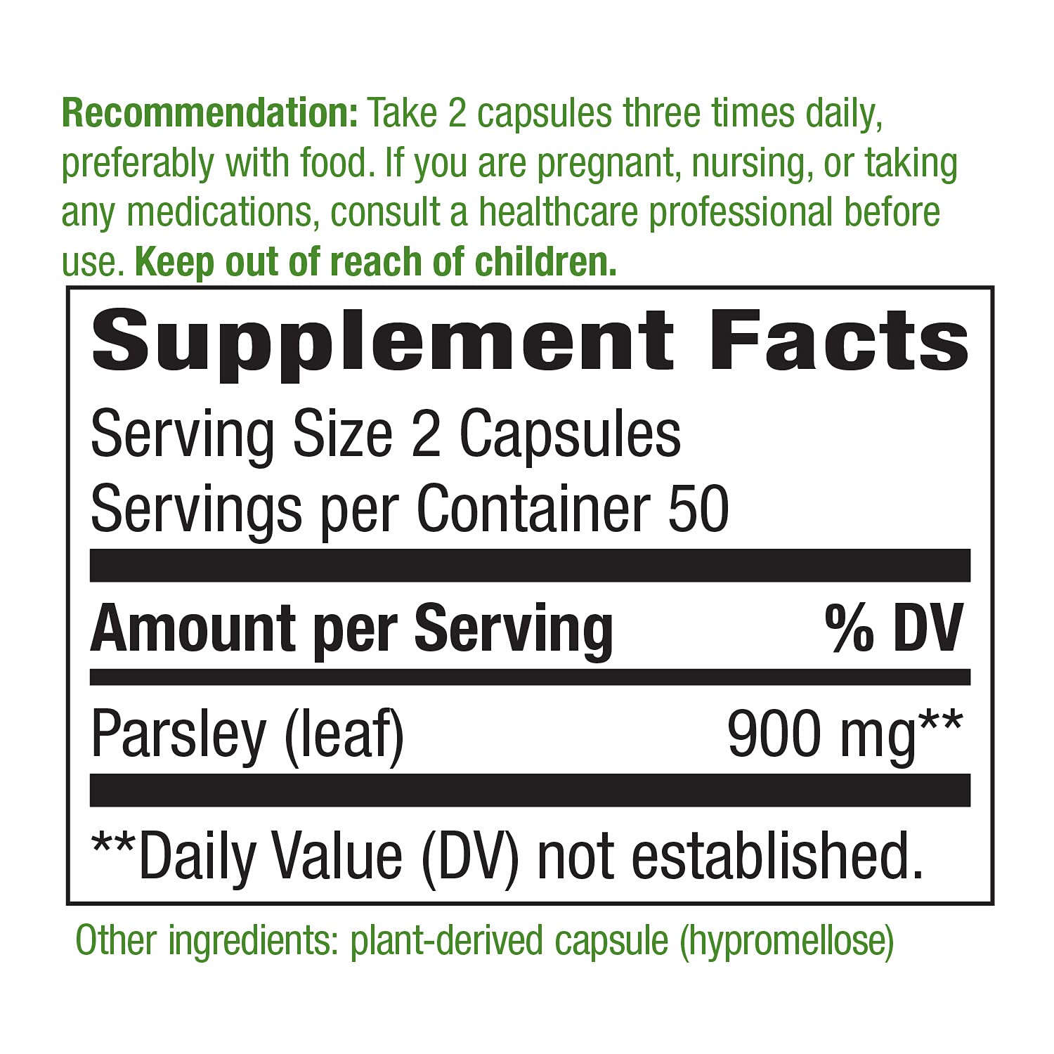 Foto 5 | Suplemento Nature's Way Premium Herbal Perejil Leaf 100 Cápsulas - Venta Internacional.