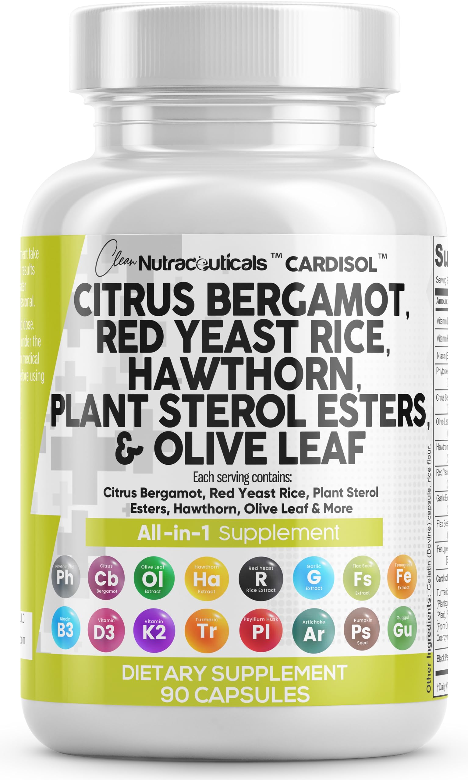 Foto 2 pulgar | Cápsulas Supplement Clean Nutraceuticals, Cítricos, Bergamota, 3000 Mg, Arroz De Levadura Roja, 6000 Mg - Venta