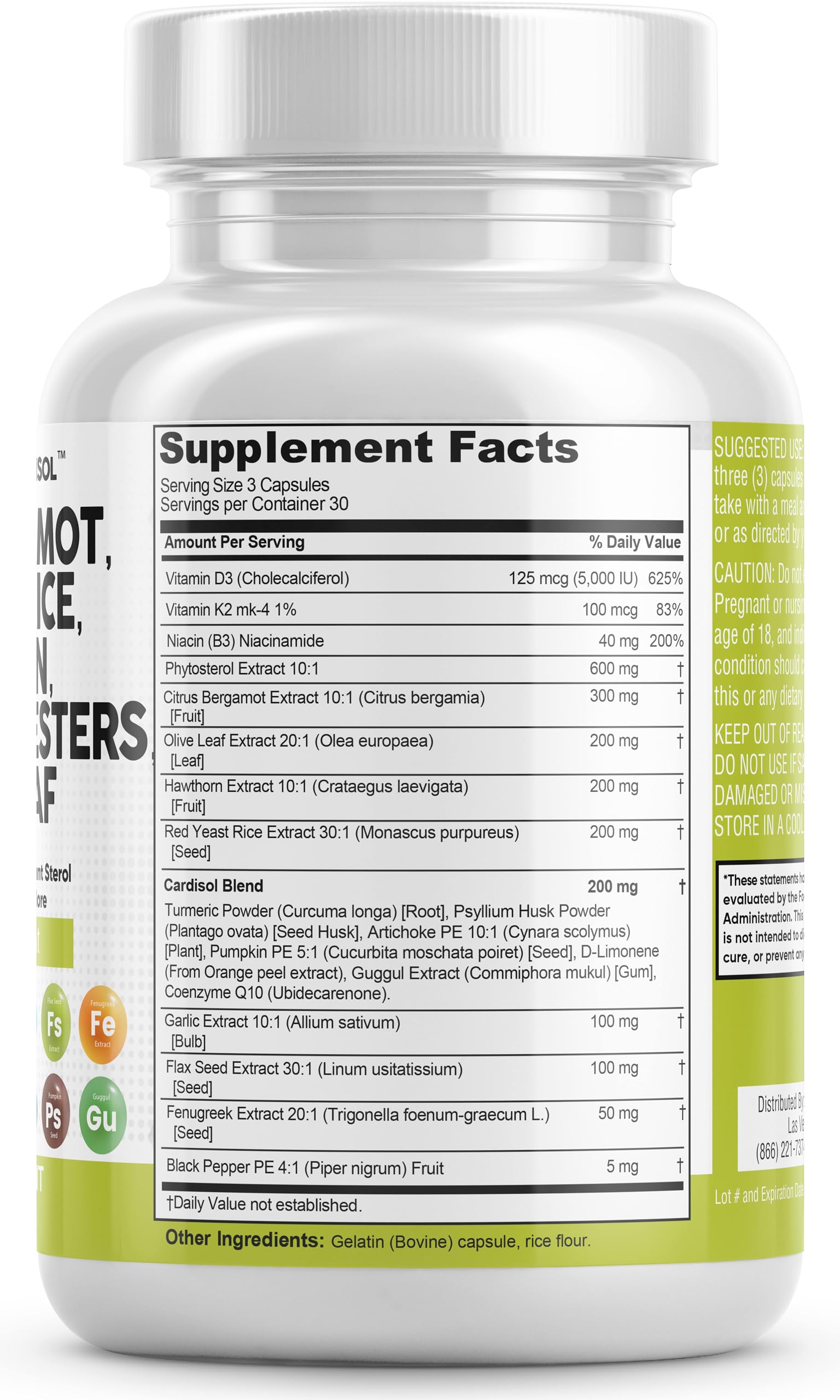 Foto 5 pulgar | Cápsulas Supplement Clean Nutraceuticals, Cítricos, Bergamota, 3000 Mg, Arroz De Levadura Roja, 6000 Mg - Venta