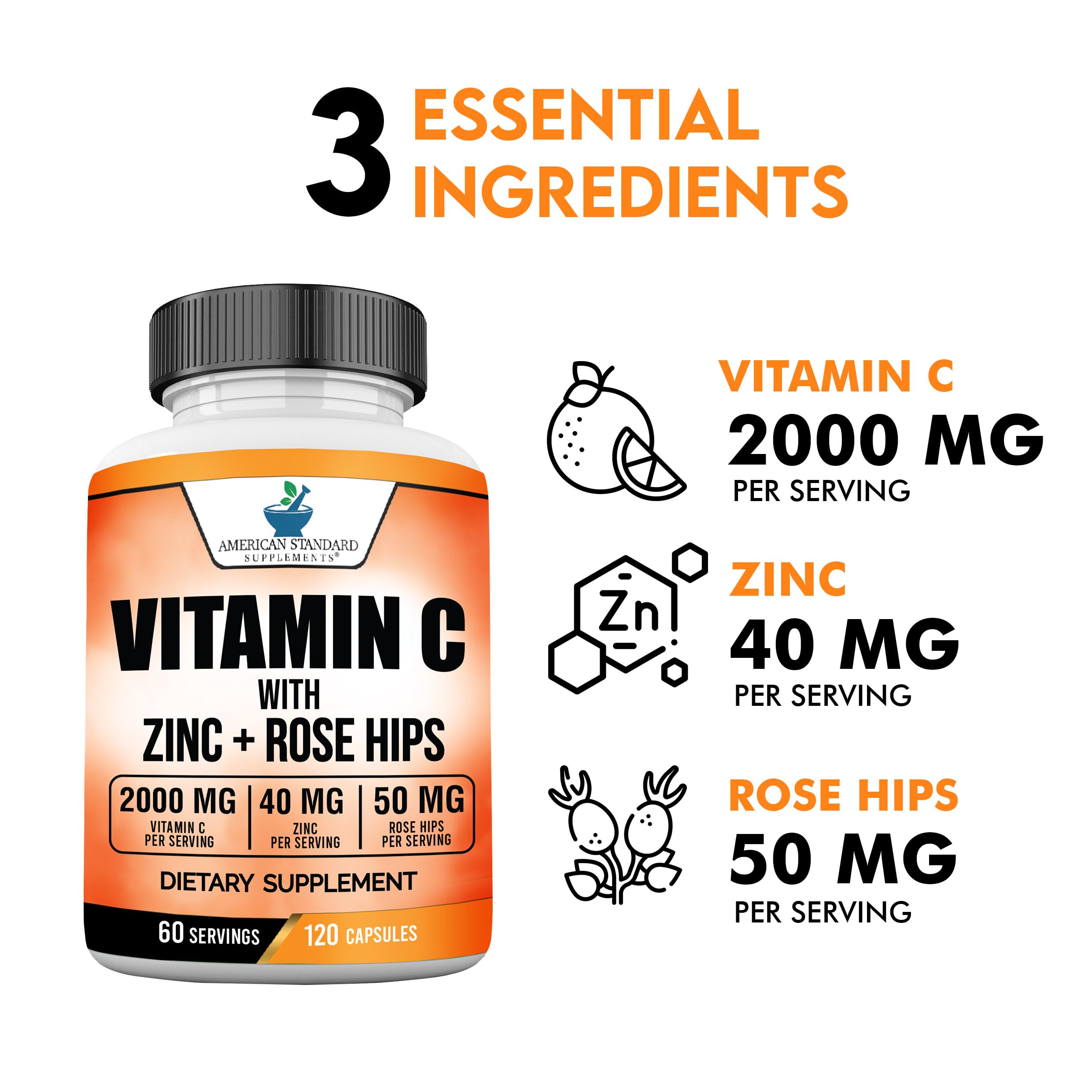 Foto 5 pulgar | Suplemento American Standard Supplements De Vitamina C 2000 Mg - Venta Internacional.