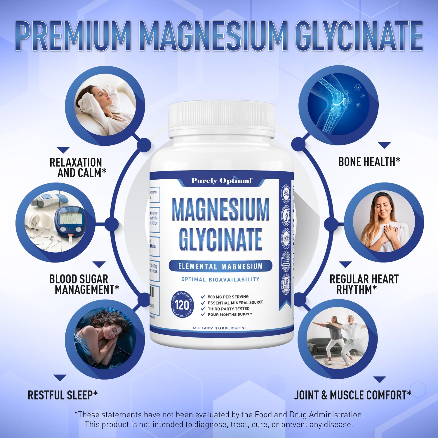 Foto 4 pulgar | Suplemento De Magnesio Purly Optimal Glicinato De Magnesio 500 Mg - Venta Internacional.