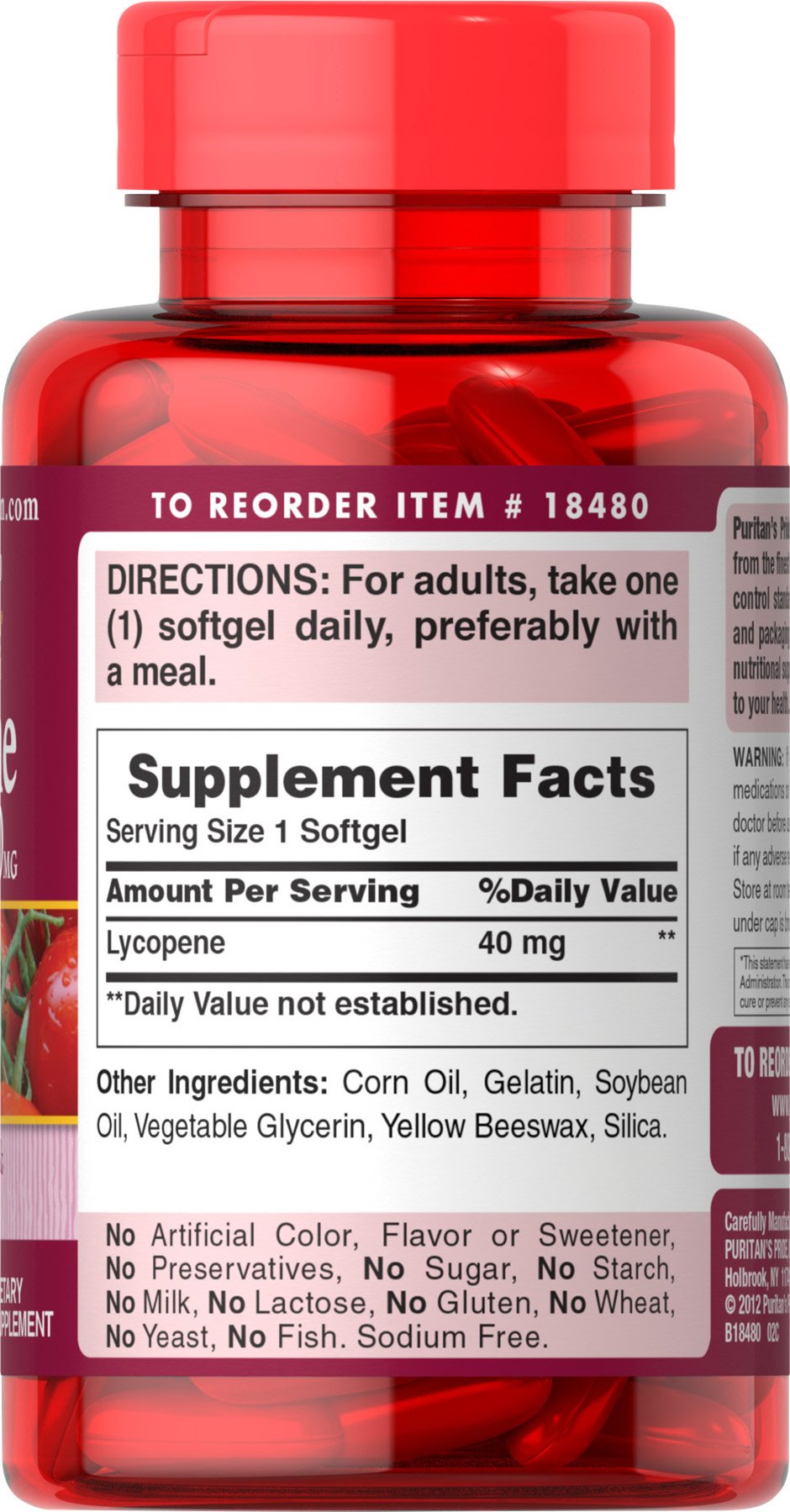 Foto 3 | Complemente 40 Mg De Licopeno De Puritan's Pride Para La Salud De La Próstata - Venta Internacional.