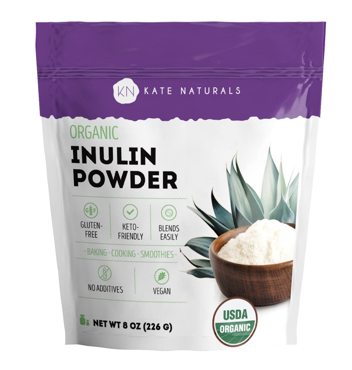 Foto 1 | Inulina En Polvo Kate Naturals, Fibra Prebiótica Orgánica, 240 Ml - Venta Internacional.