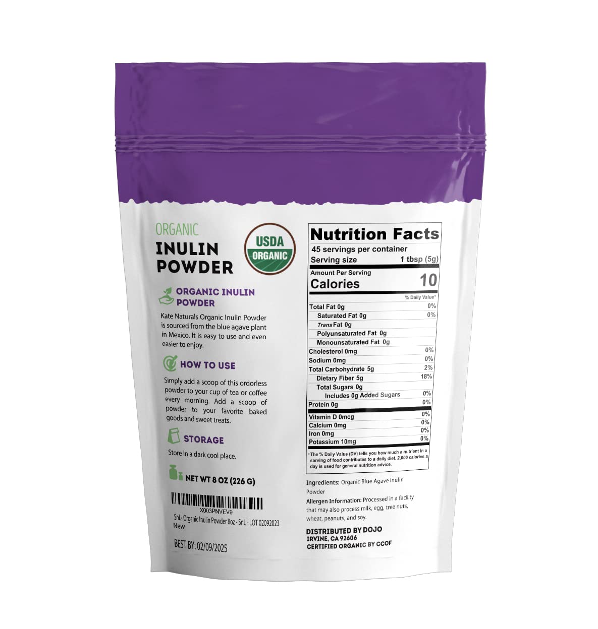 Foto 7 pulgar | Inulina En Polvo Kate Naturals, Fibra Prebiótica Orgánica, 240 Ml - Venta Internacional.