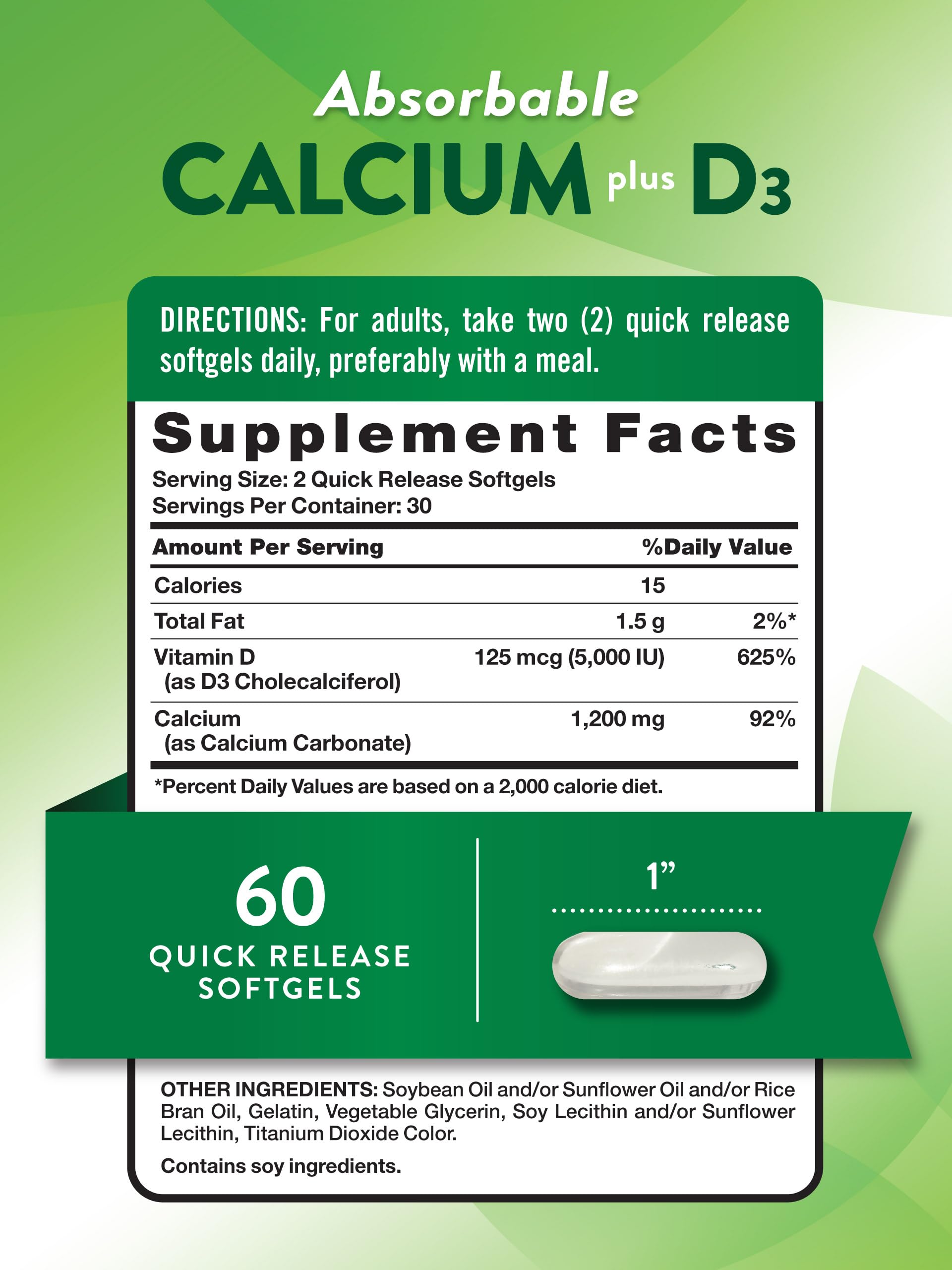 Foto 3 pulgar | Suplementa Nature's Truth Calcium 1200 Mg Con Vitamina D3 5000 Ui - Venta Internacional.