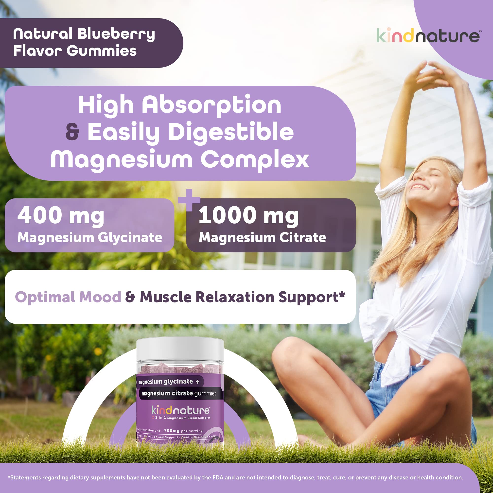 Foto 3 pulgar | Gomitas Con Complejo De Magnesio Supplement Kind Nature, 1000 Mg - Venta Internacional.