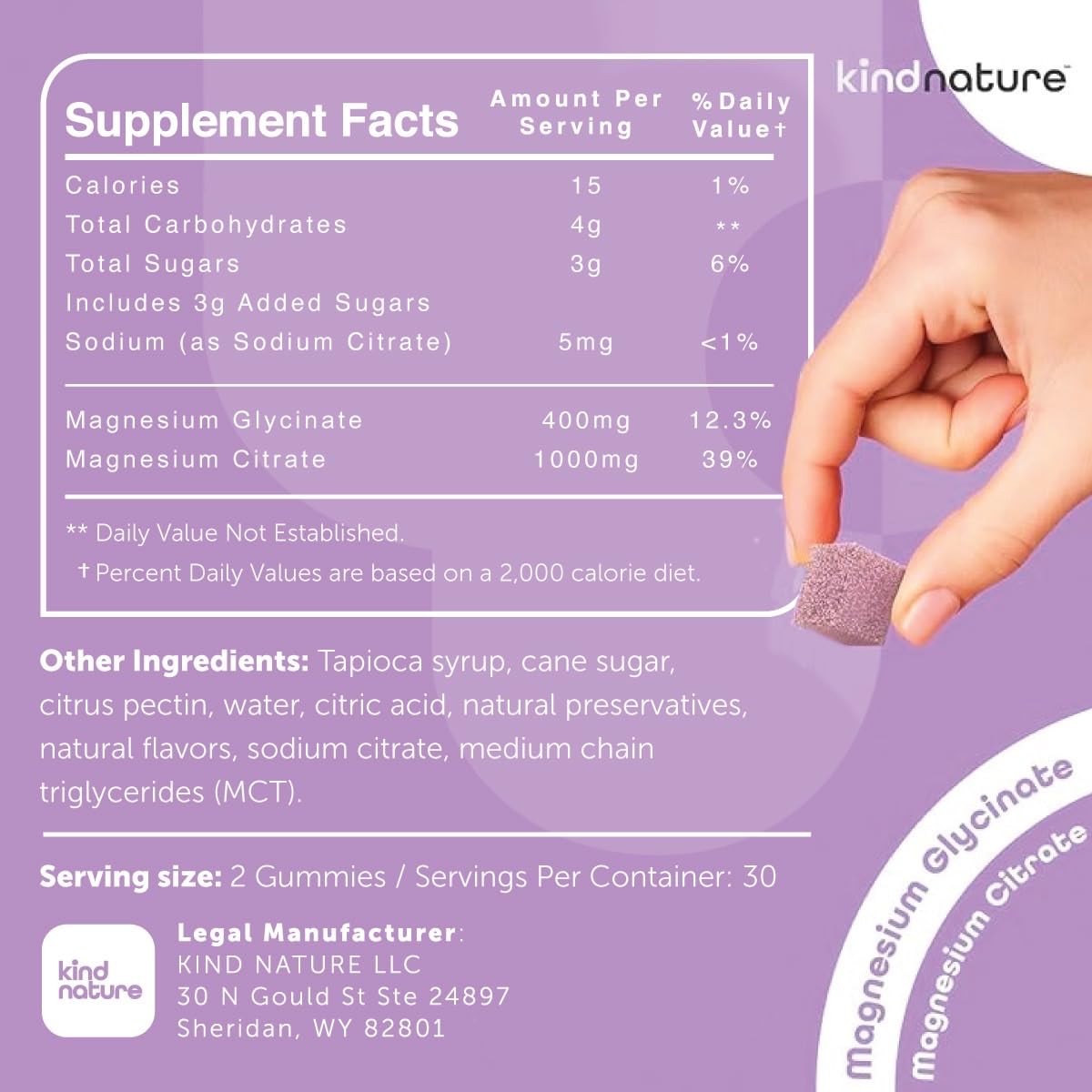 Foto 5 pulgar | Gomitas Con Complejo De Magnesio Supplement Kind Nature, 1000 Mg - Venta Internacional.