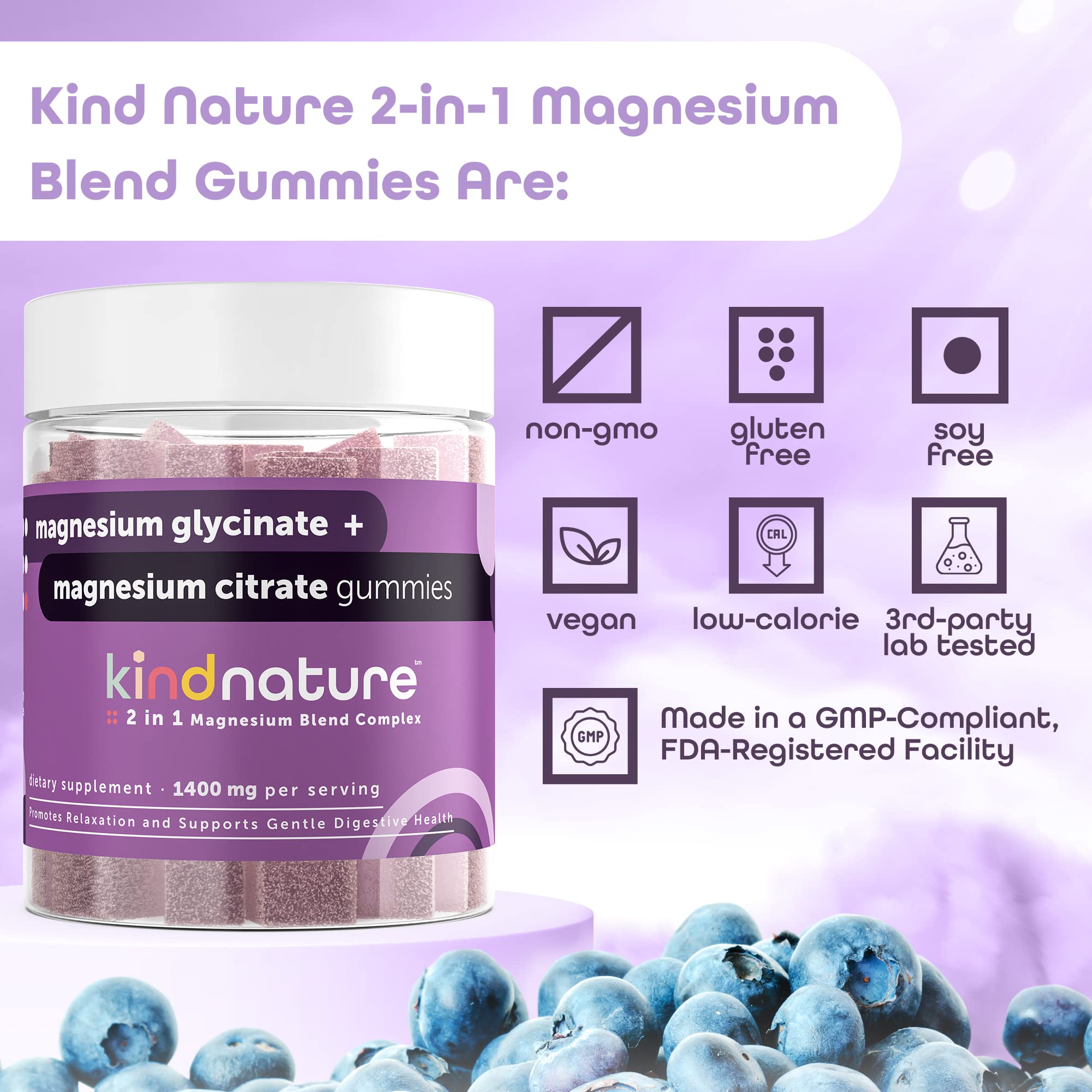 Foto 7 pulgar | Gomitas Con Complejo De Magnesio Supplement Kind Nature, 1000 Mg - Venta Internacional.