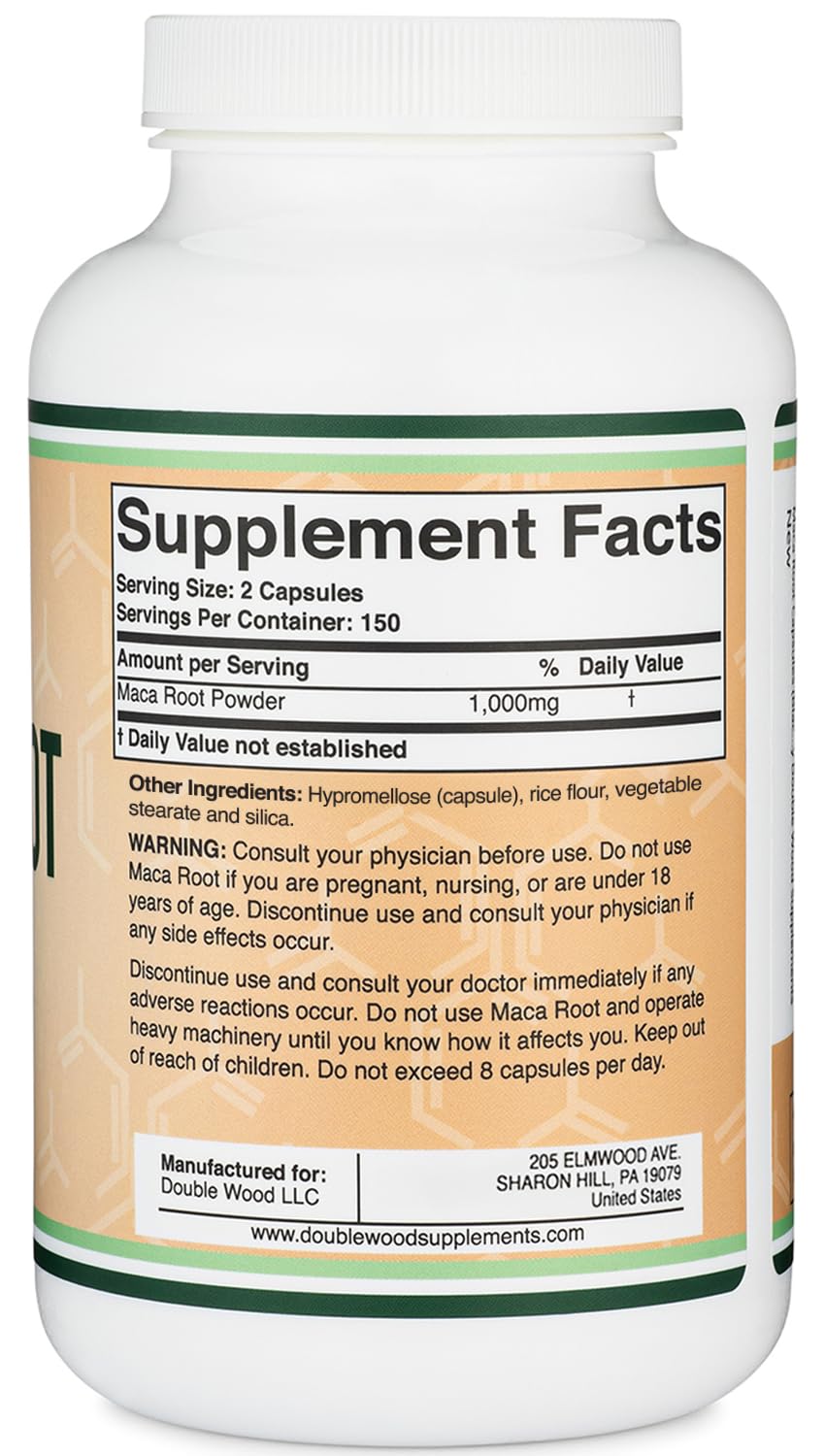 Foto 3 pulgar | Suplementos Double Wood, Cápsulas De Raíz De Maca, 300 X 1000 Mg - Venta Internacional.