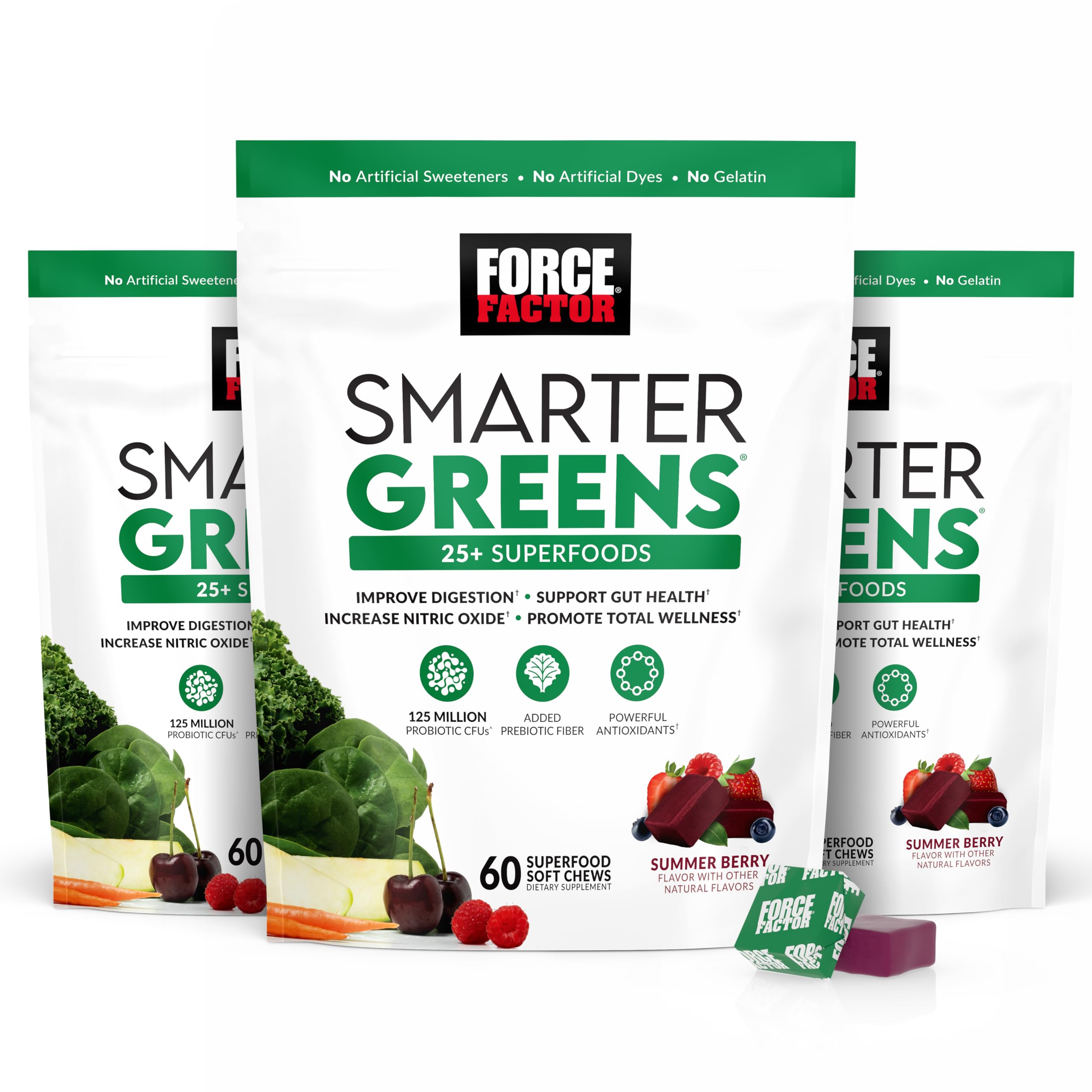 Foto 2 pulgar | Suplemento Force Factor Smarter Greens Superfood Chews 180 - Venta Internacional.