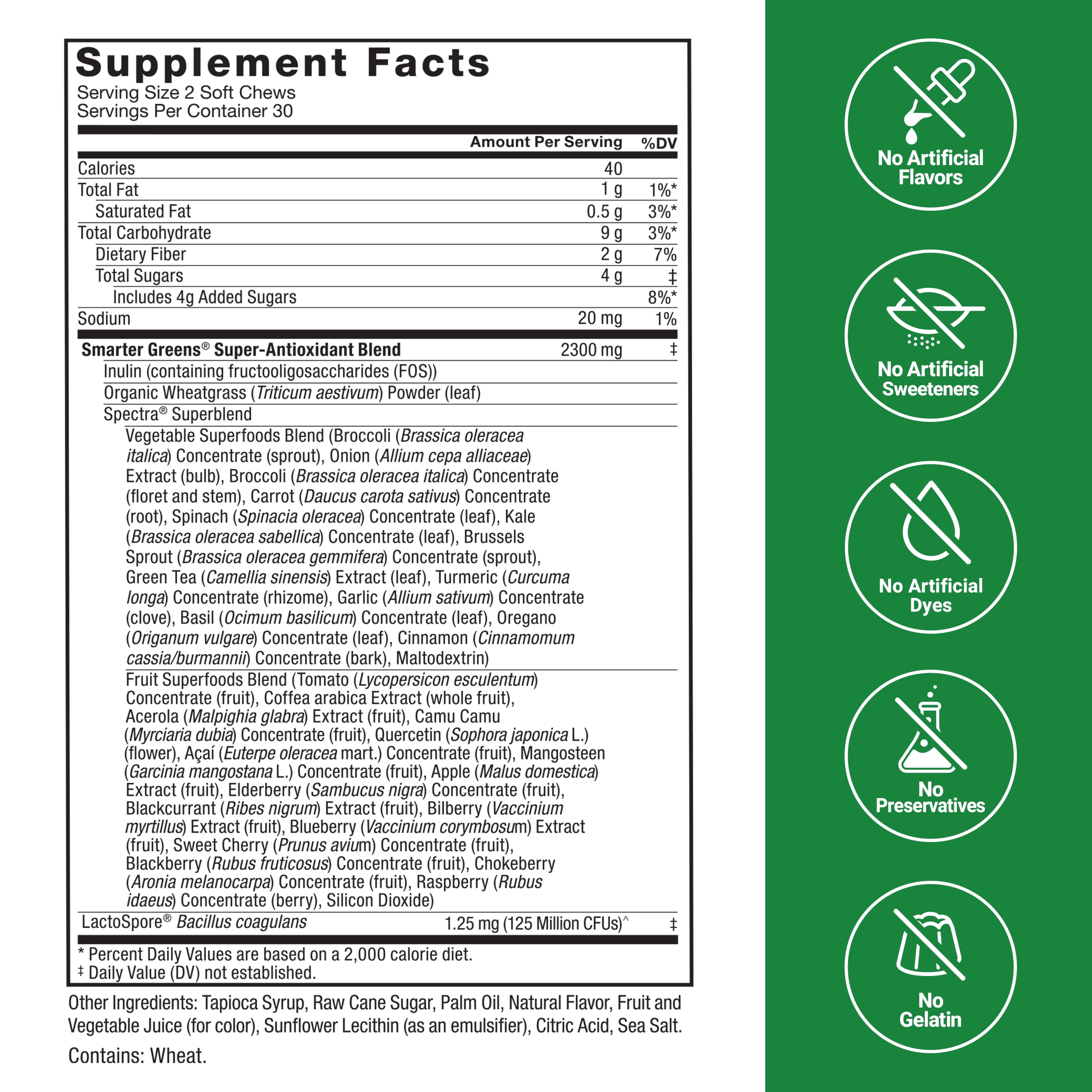 Foto 5 pulgar | Suplemento Force Factor Smarter Greens Superfood Chews 180 - Venta Internacional.
