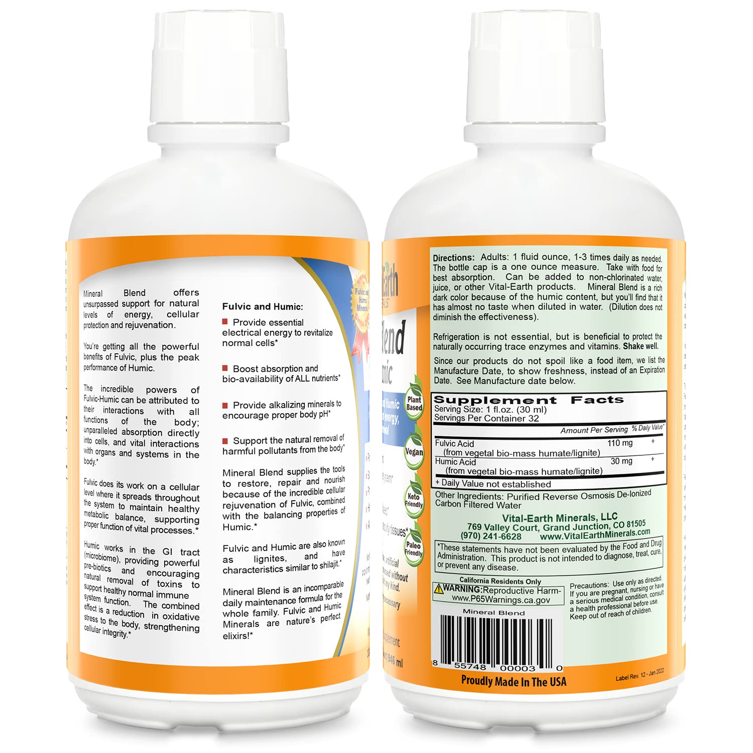 Foto 3 pulgar | Suplemento Vital Earth Minerals Fulvic Humic, Paquete De 2 Unidades, 960 Ml - Venta Internacional.
